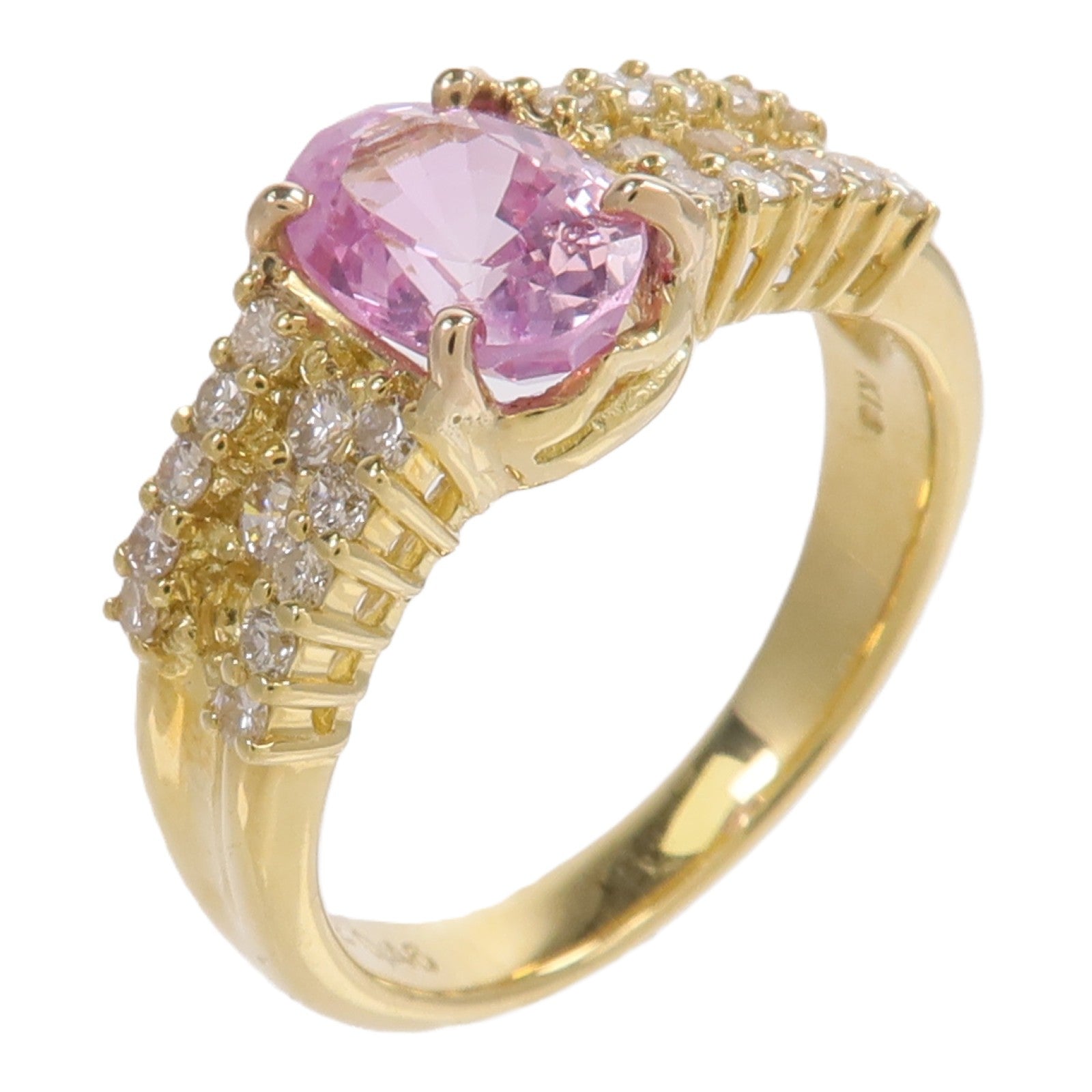 JEWELRY 18K黃金Pink Sapphire Diamond Ring粉紅色藍寶石/鑽石戒指