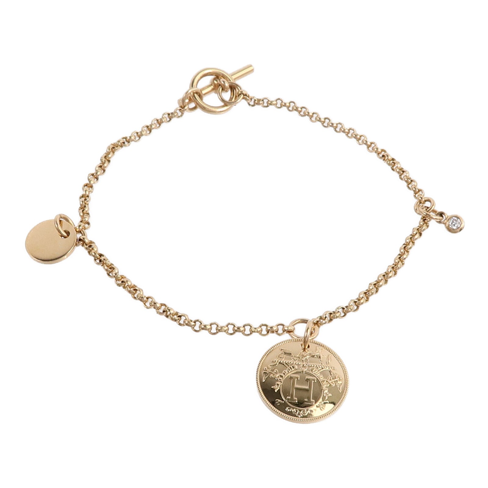 HERMES 18K玫瑰金Ex-Libris Bracelet鑽石手鏈