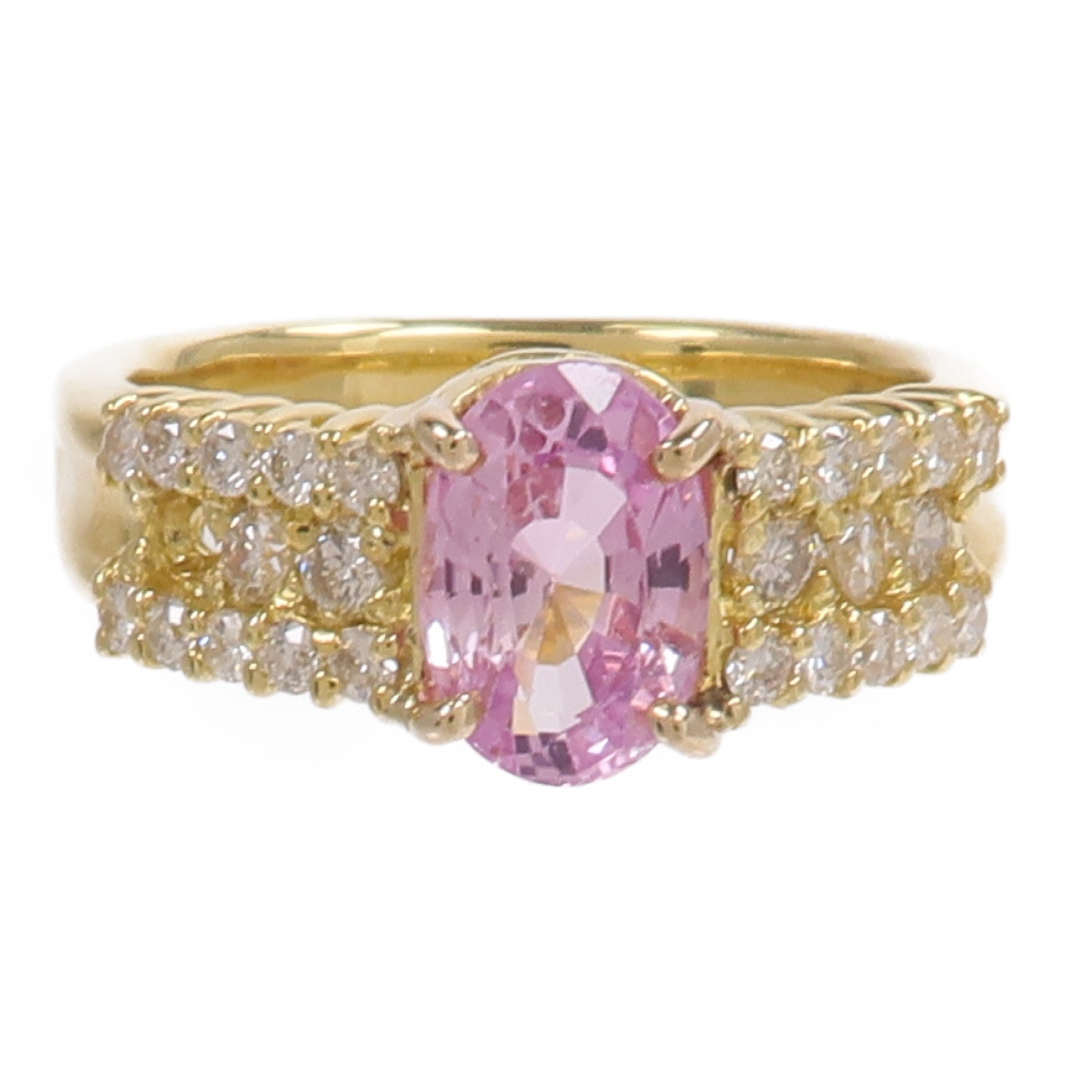JEWELRY 18K黃金Pink Sapphire Diamond Ring粉紅色藍寶石/鑽石戒指