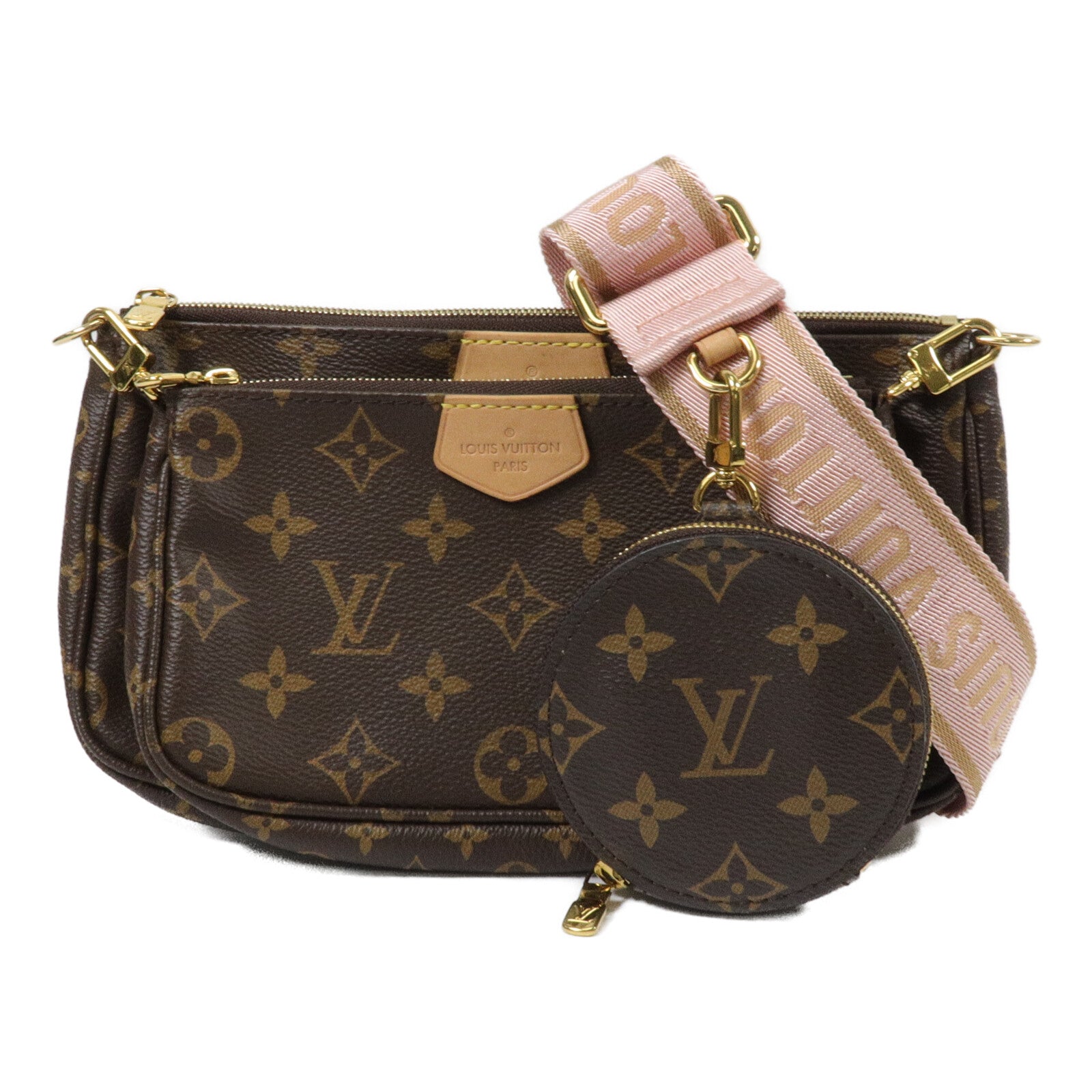 LOUIS VUITTON Monogram Multi Pochette Accessoires金扣手挽肩背兩用袋