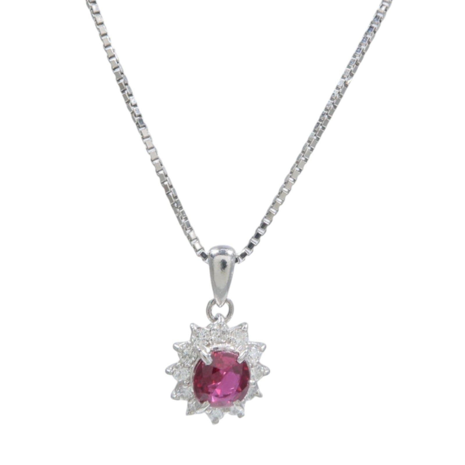 JEWELRY PT900/PT850鉑金Ruby Diamond Necklace紅寶石/鑽石項鍊