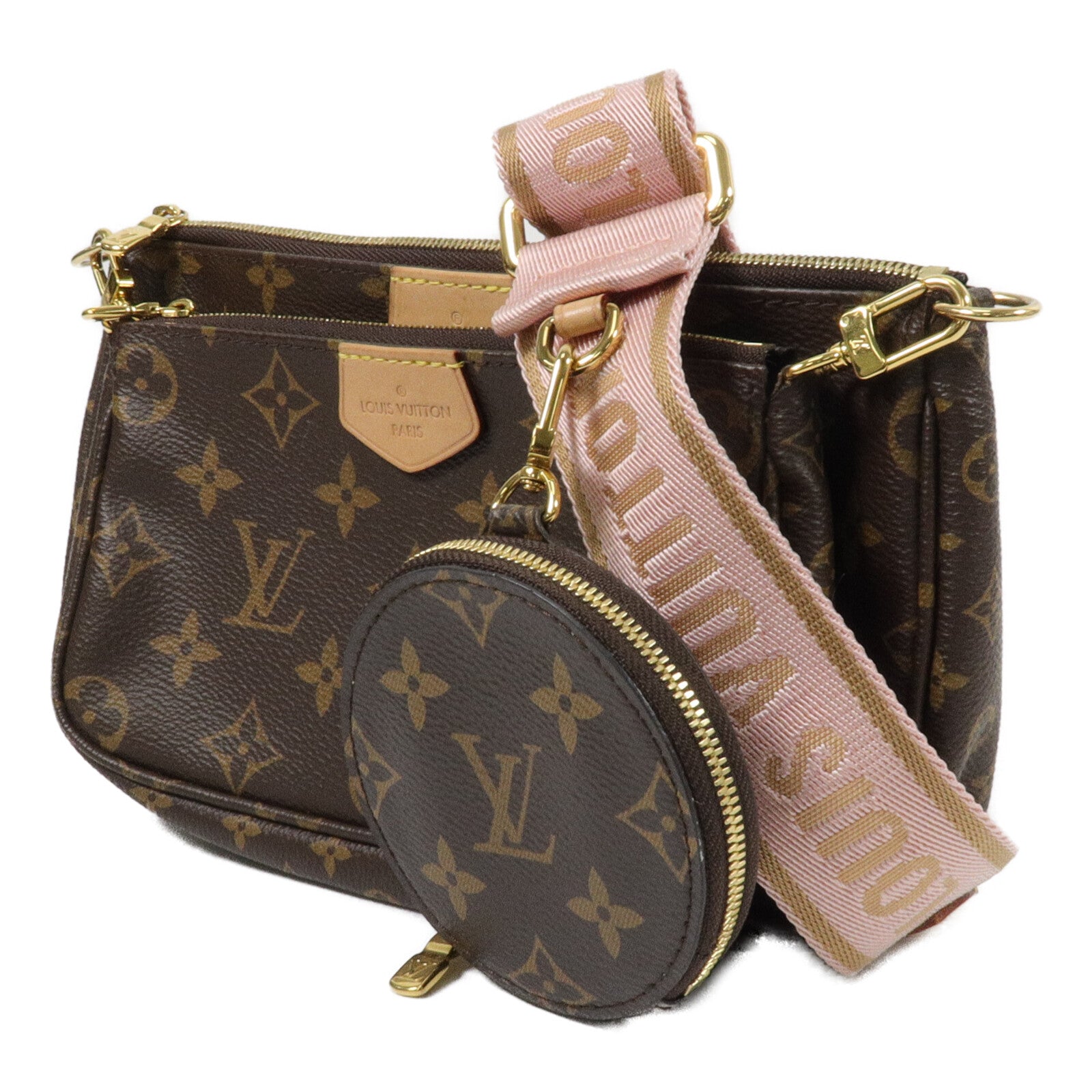 LOUIS VUITTON Monogram Multi Pochette Accessoires金扣手挽肩背兩用袋