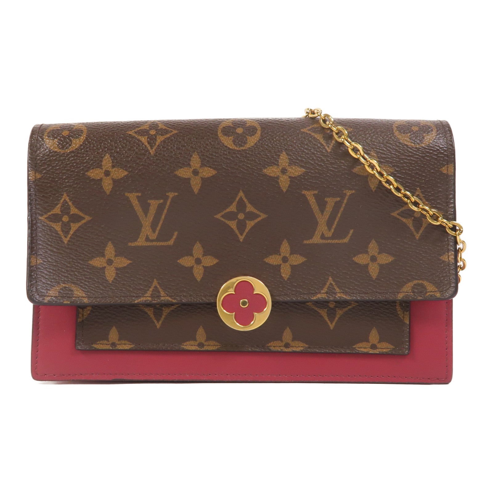 LOUIS VUITTON Monogram Portefeuille Flore鏈帶肩背袋
