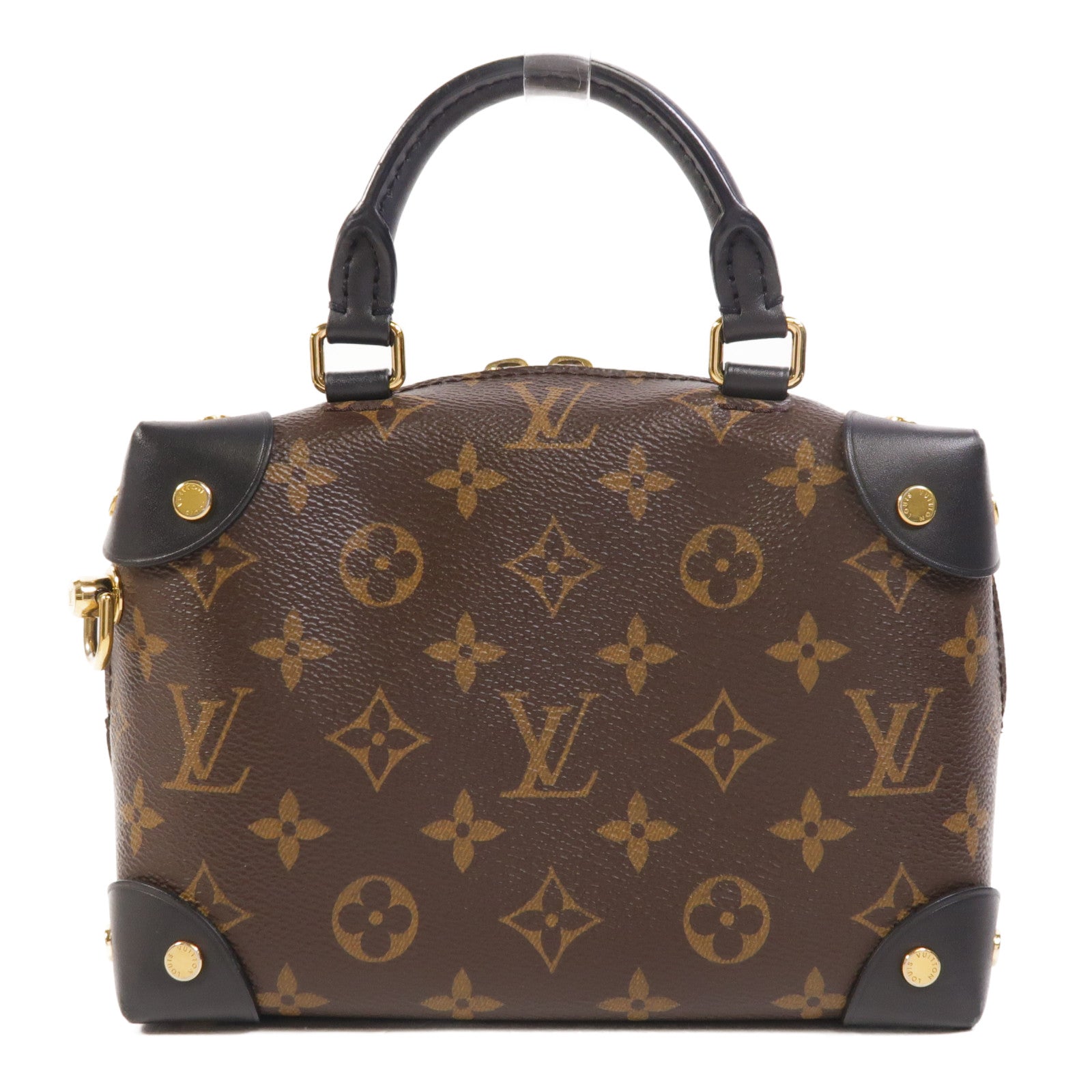 LOUIS VUITTON Monogram Petite Malle Souple金扣手挽肩背兩用袋棕色