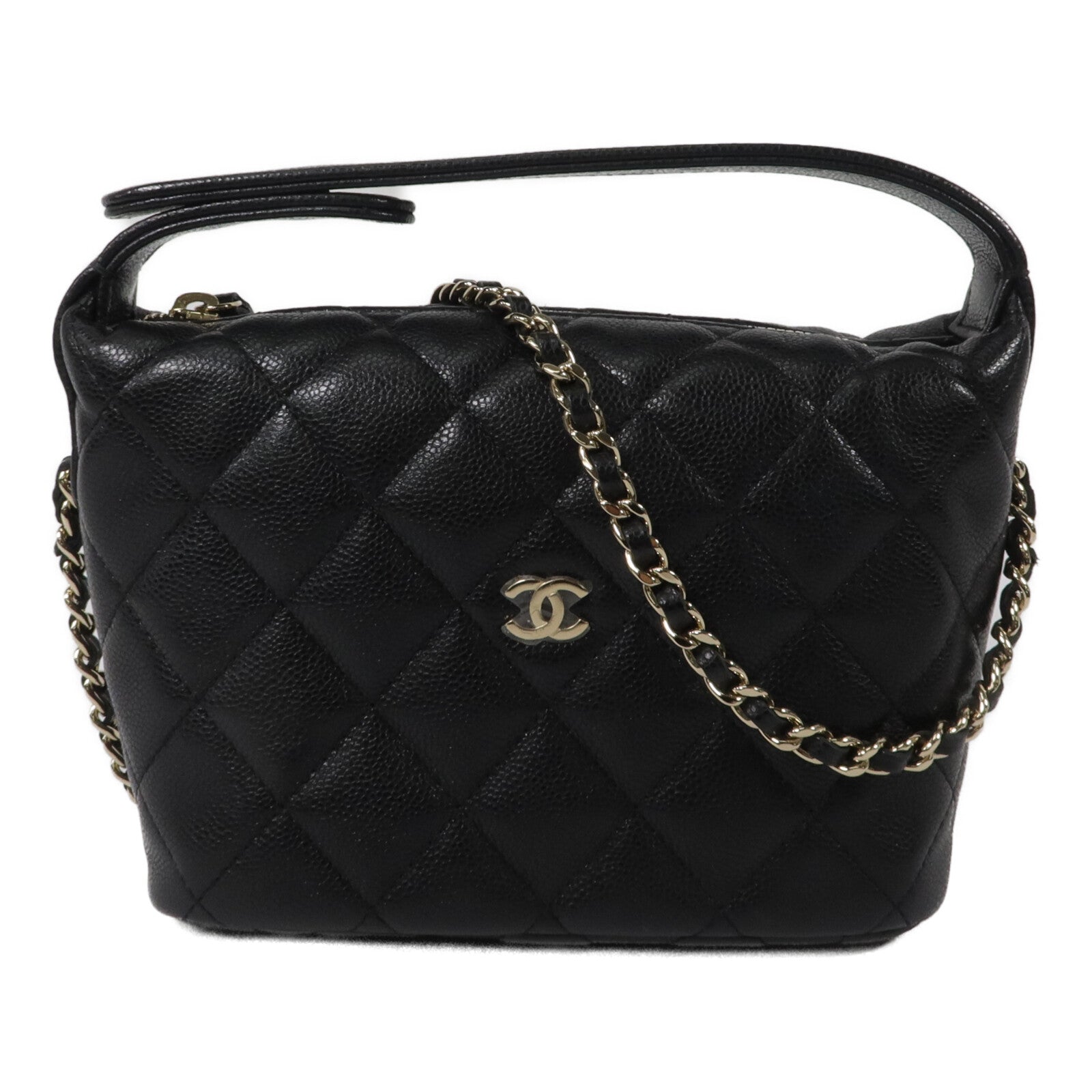 CHANEL 牛皮皮革Mini Hobo鏈帶手挽肩背兩用袋