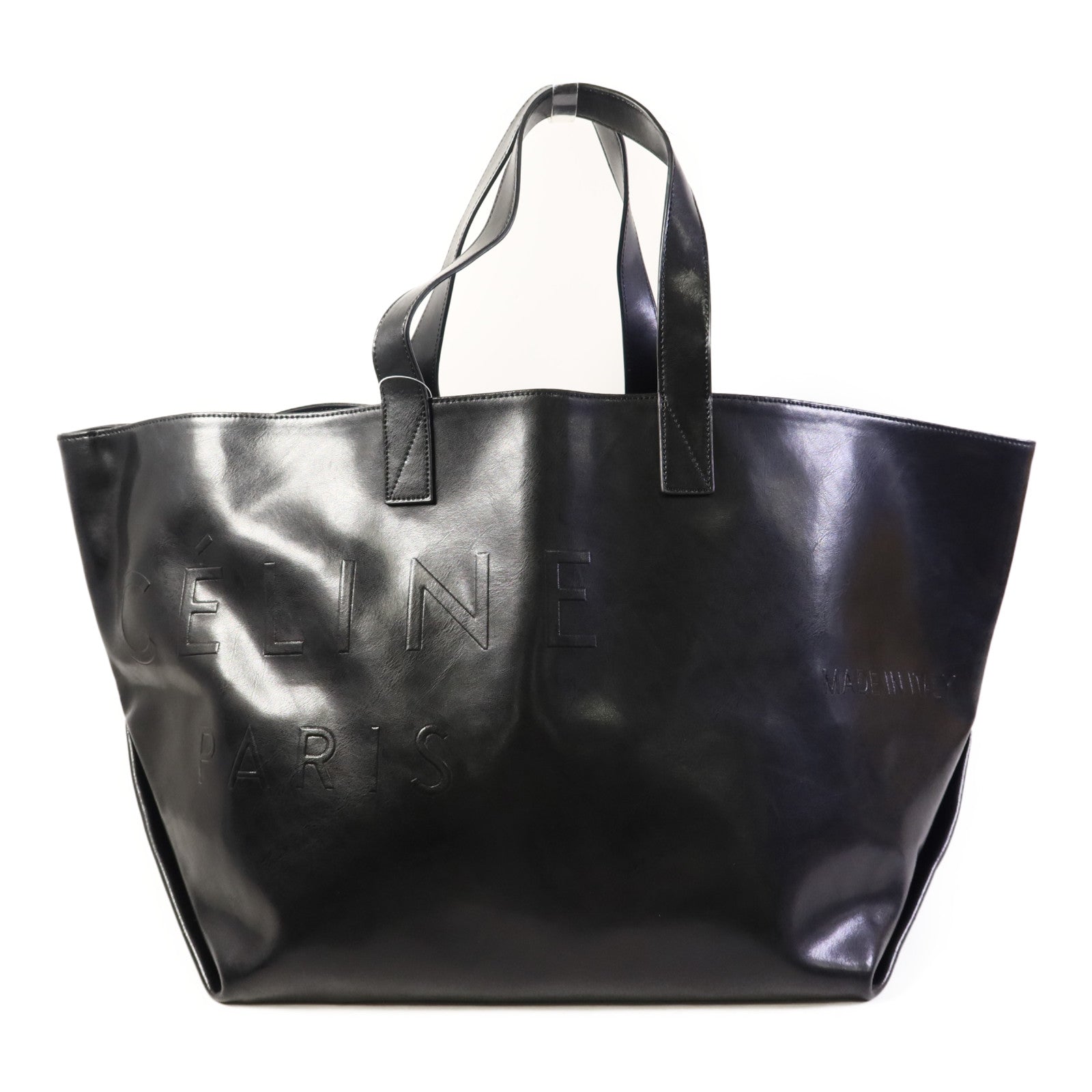 CELINE 牛皮皮革Tote Bag銀扣手挽袋