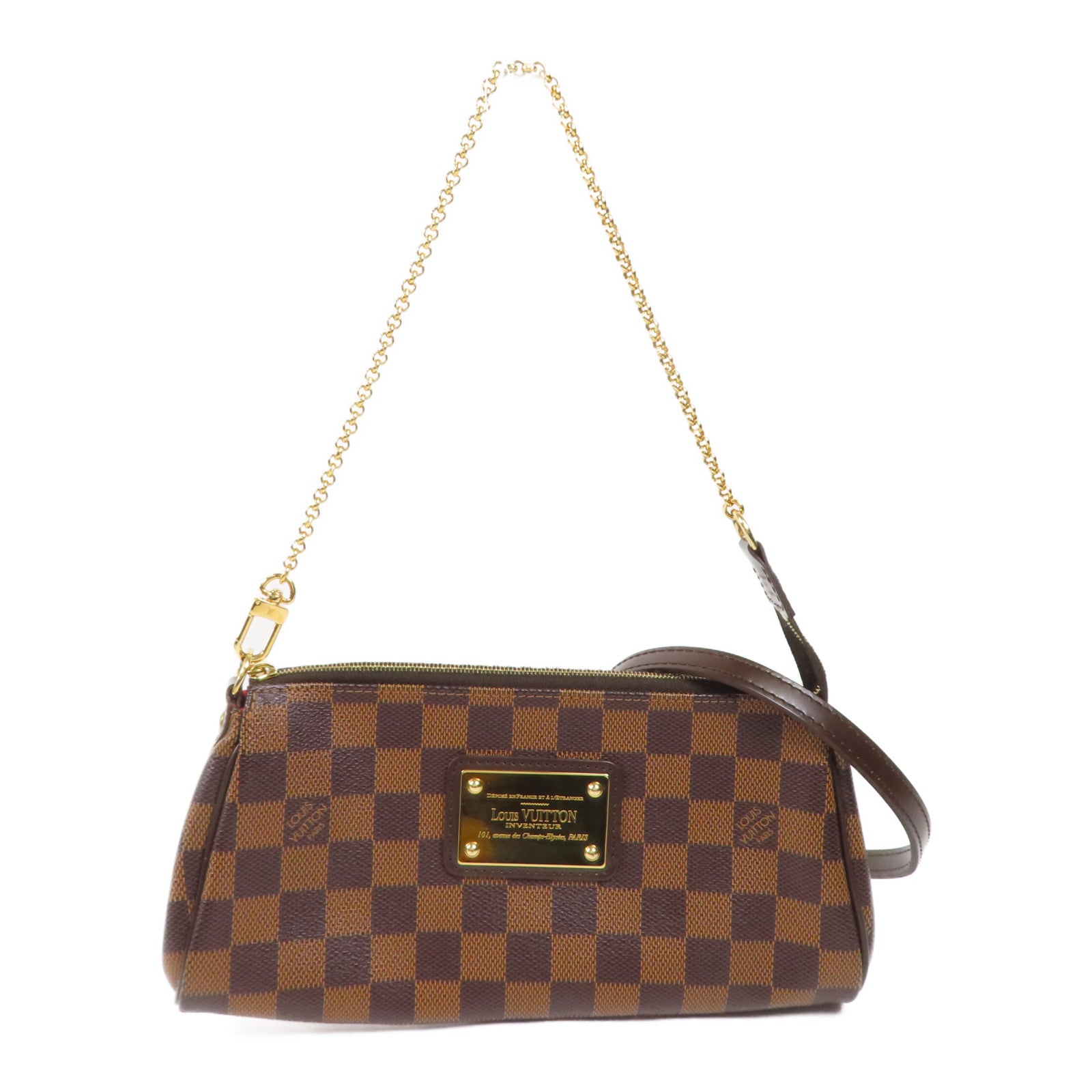 LOUIS VUITTON Damier Eva金扣手挽肩背兩用袋