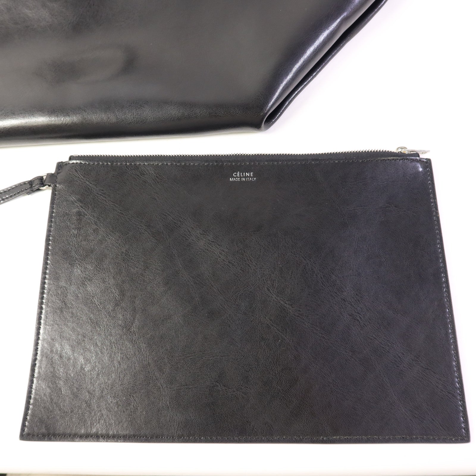 CELINE 牛皮皮革Tote Bag銀扣手挽袋