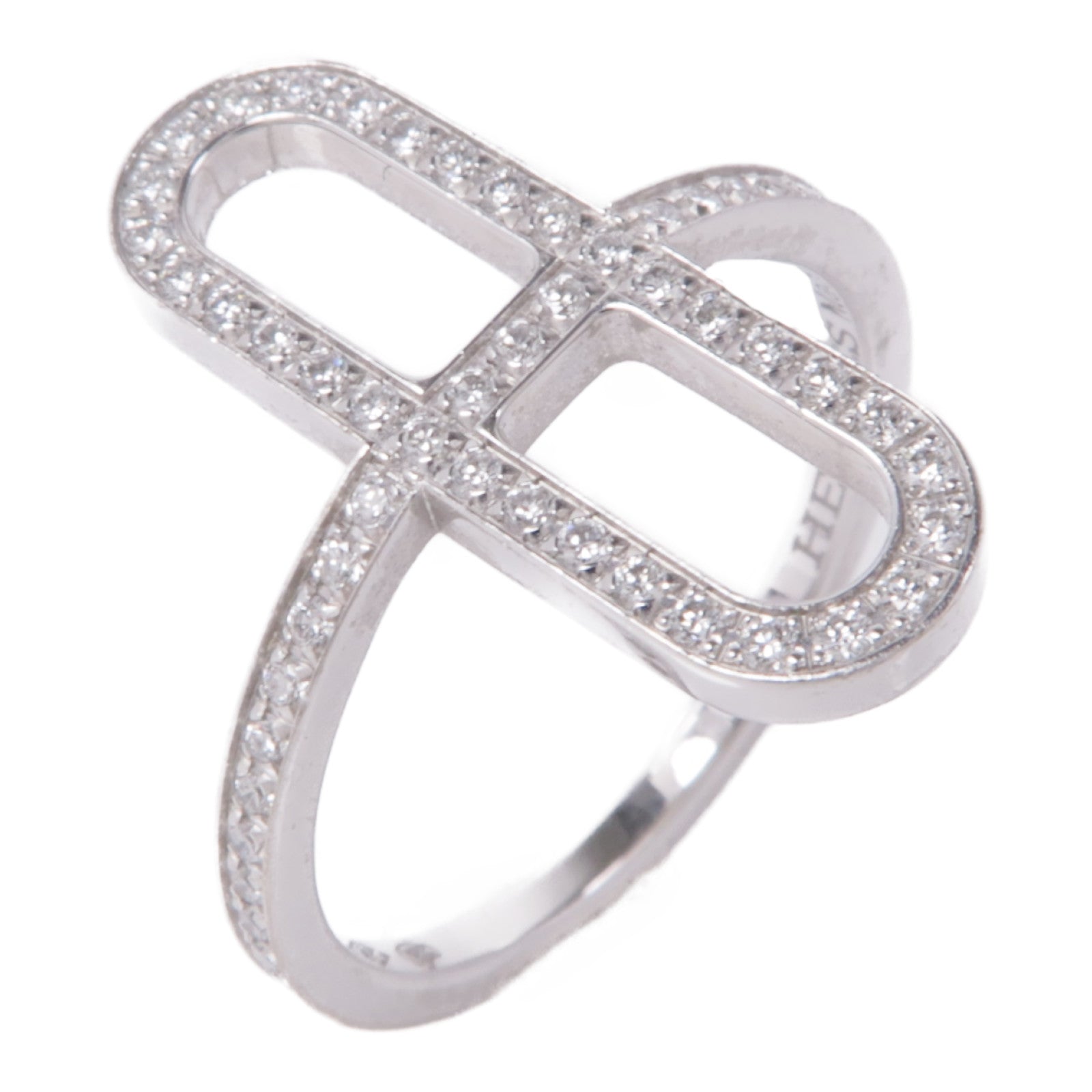 HERMES 18K白金Ever Chaine d'ancre Ring鑽石戒指Hermes#51/US#5.5