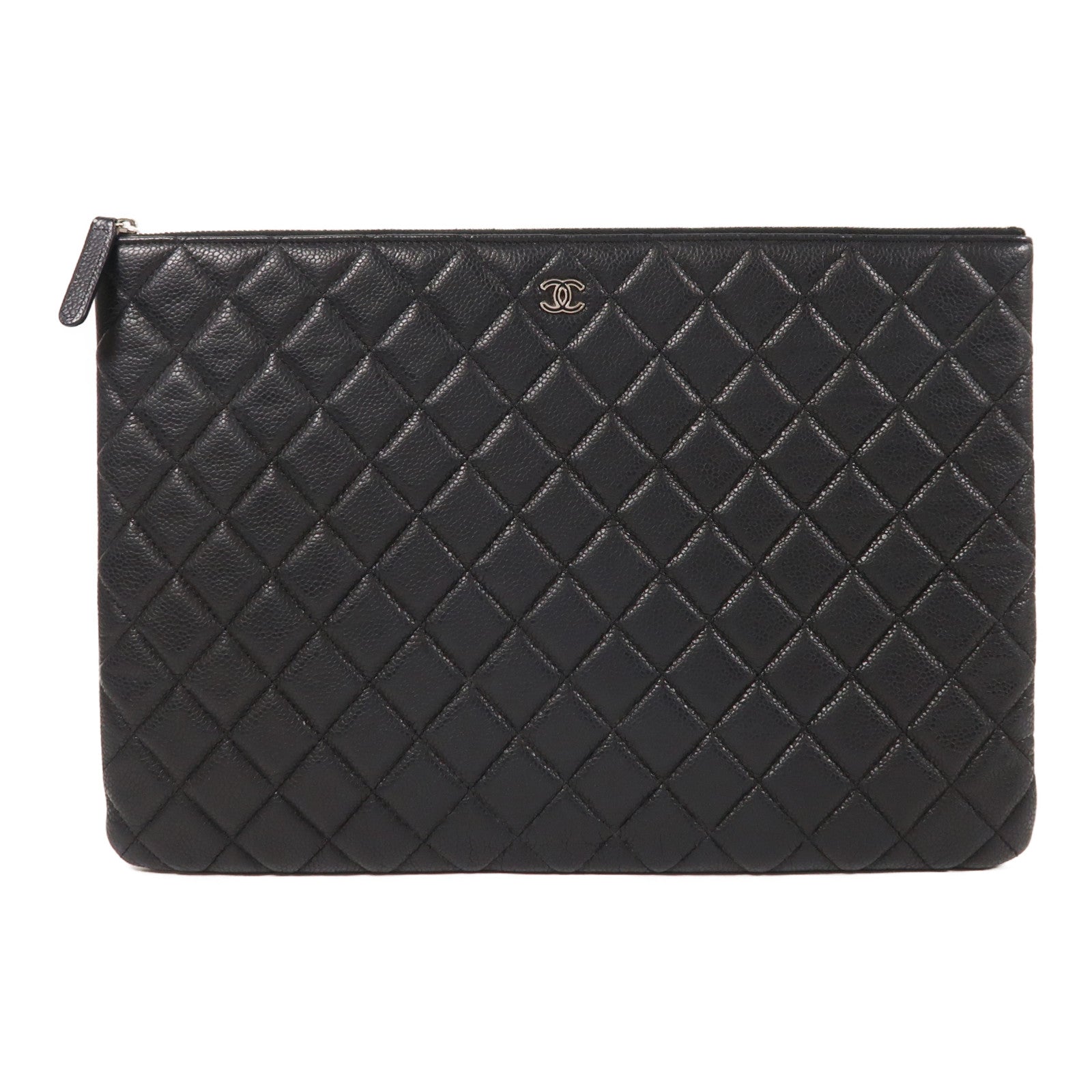 CHANEL 牛皮皮革Clutch Bag銀扣手拿包