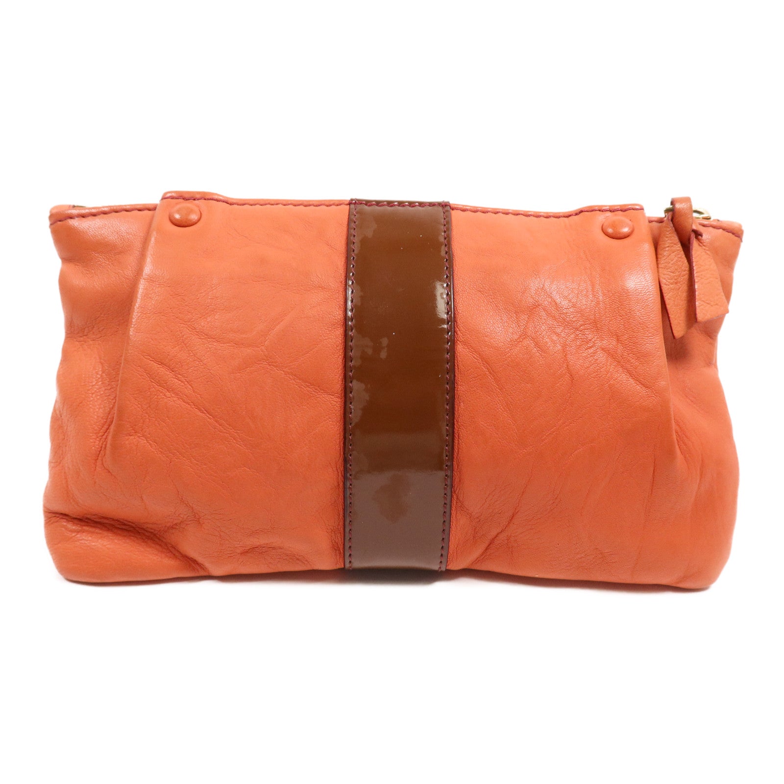 Chloe 羊皮皮革Pouch金扣手拿包