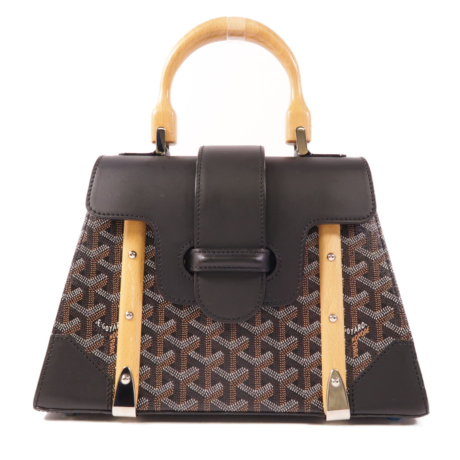 GOYARD 塗層帆布/皮革Saigon PM銀扣手挽袋