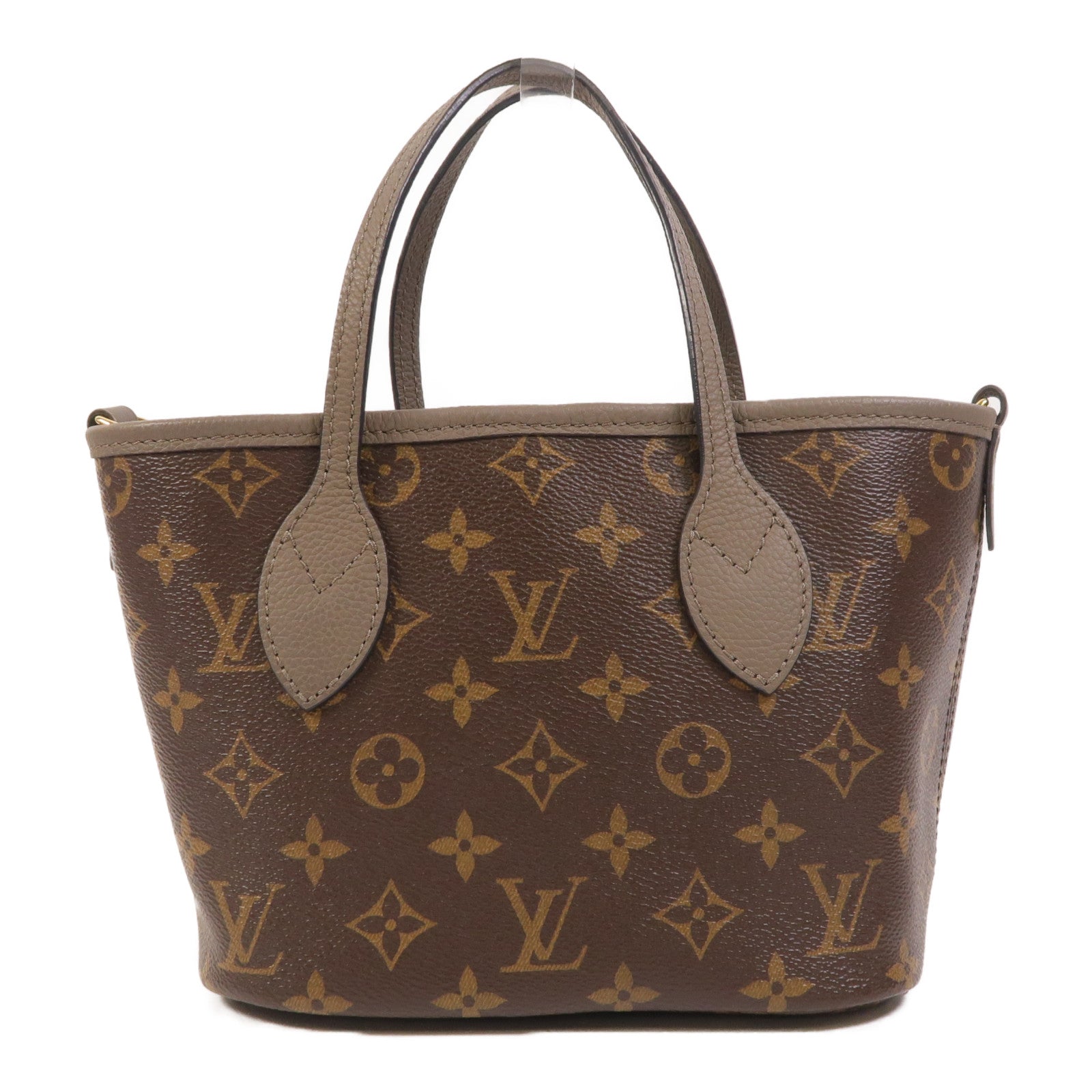 LOUIS VUITTON Monogram/牛皮皮革Neverfull Bandouliere Inside Out BB金扣手挽肩背兩用袋