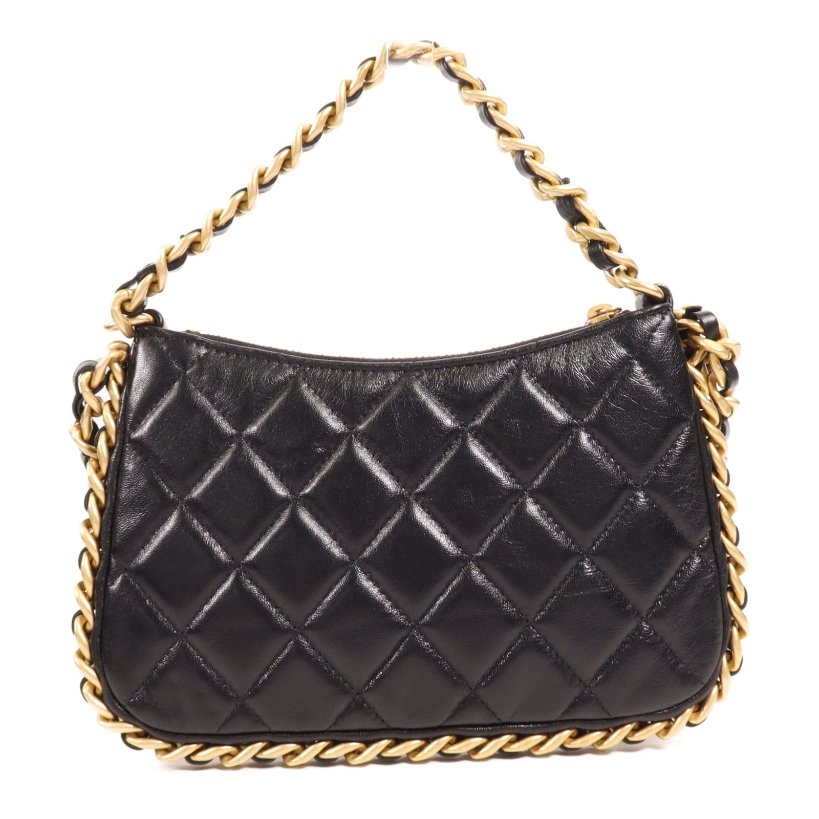 CHANEL 牛皮皮革Chain Shoulder金扣手挽肩背兩用袋