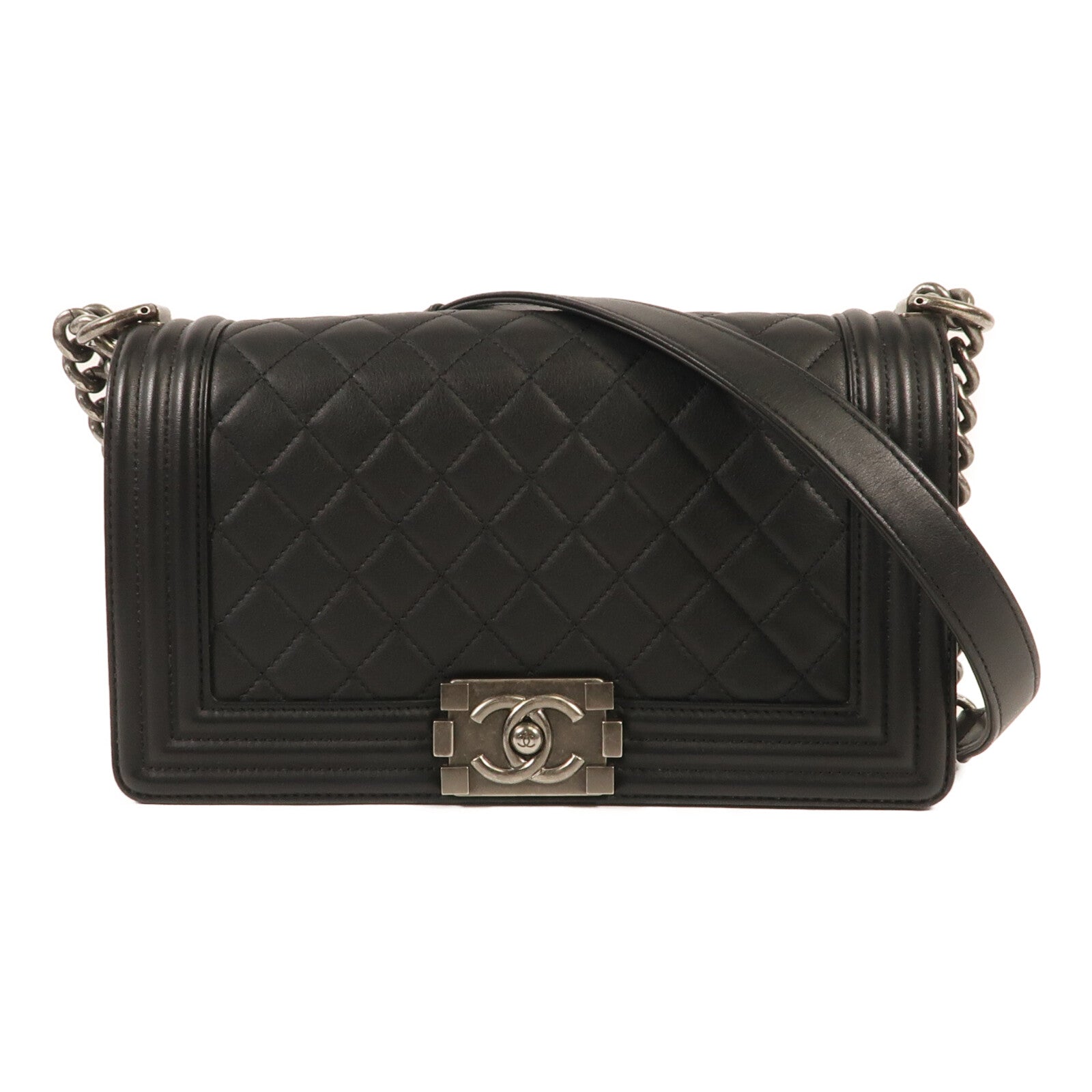 CHANEL 牛皮皮革Boy 25鏈帶肩背袋