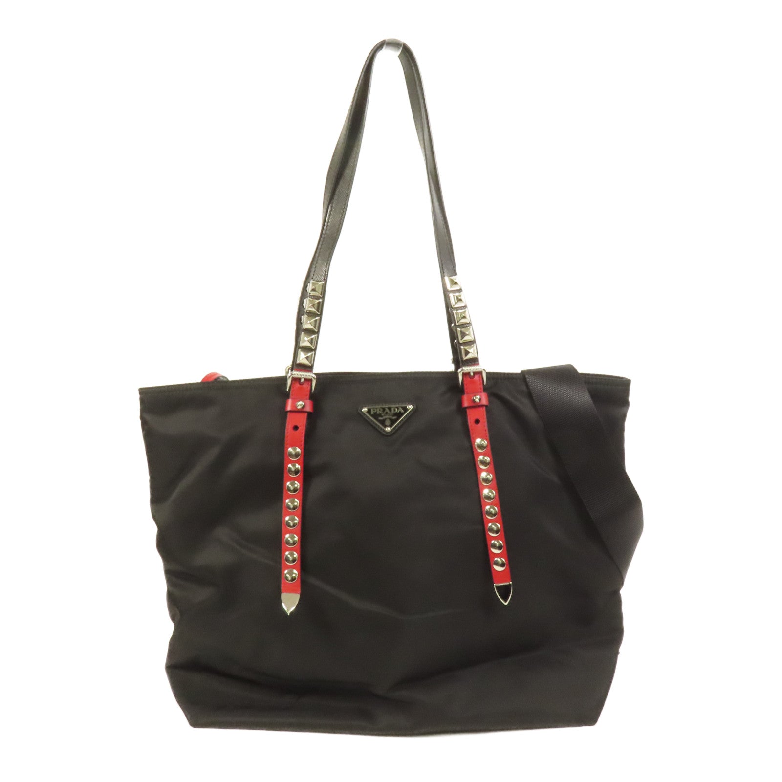 PRADA 尼龍Tote銀扣手挽肩背兩用袋