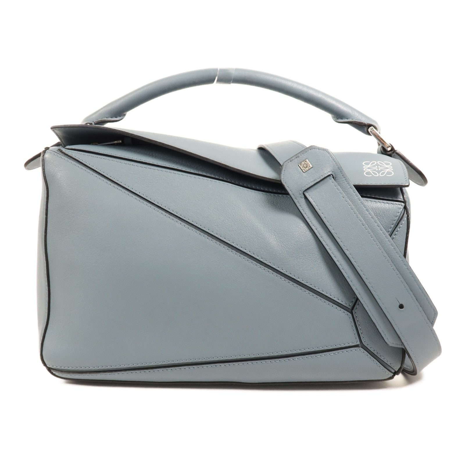 LOEWE 牛皮皮革Puzzle Medium銀扣手挽肩背兩用袋