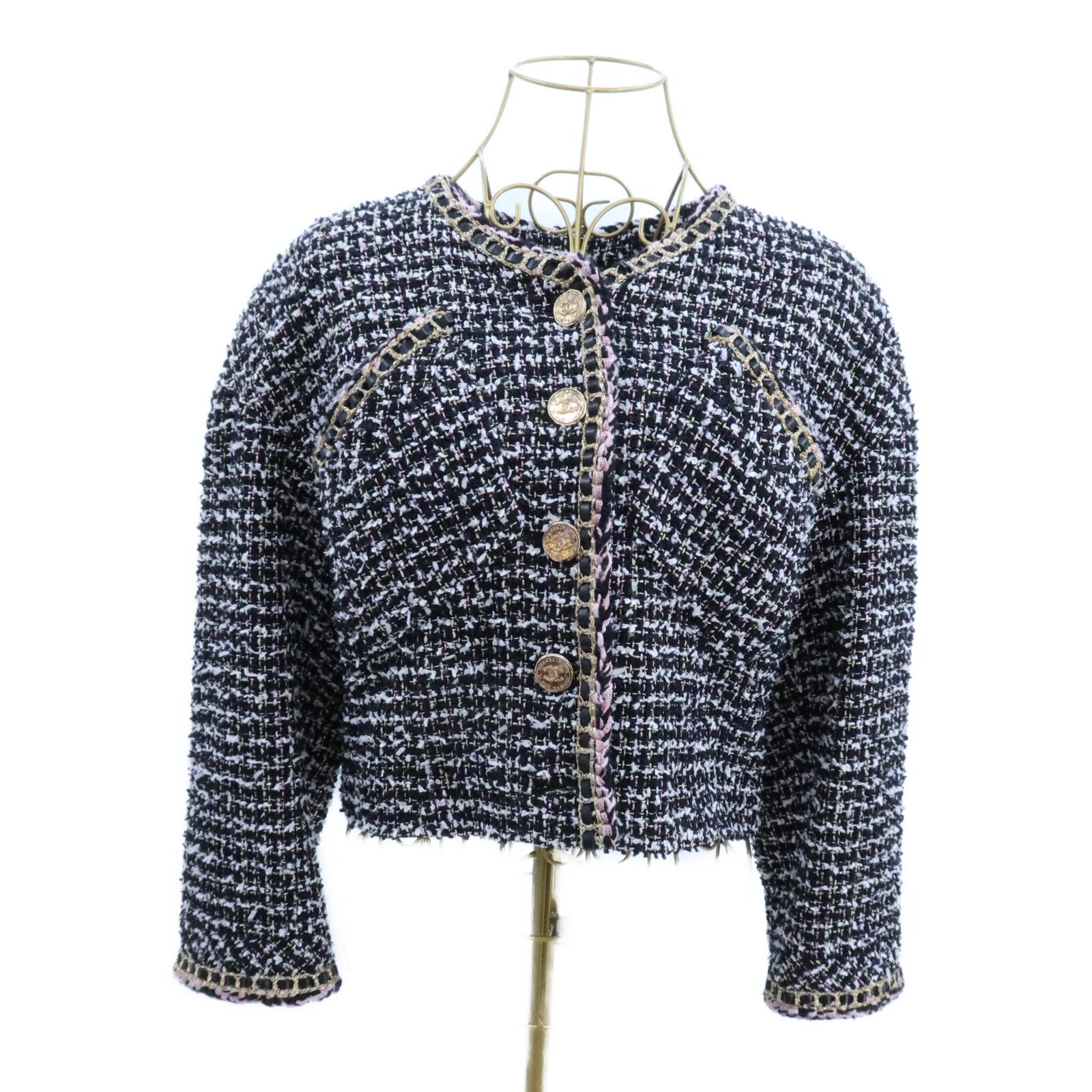 CHANEL Polyamide/Wool Tweed Collarless Jacket外套