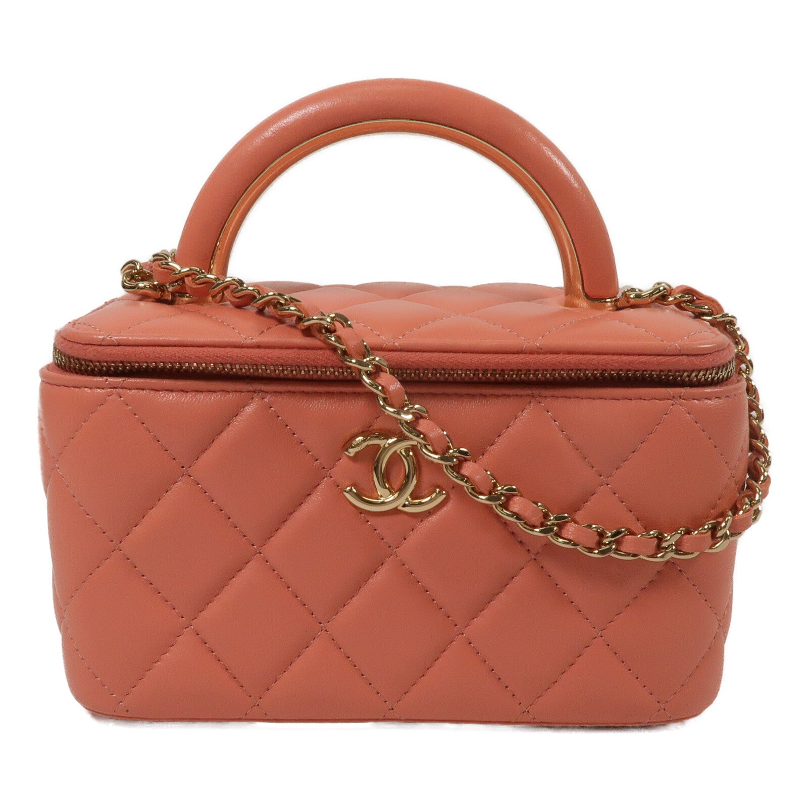 CHANEL 羊皮皮革Top Handle Vanity Case鏈帶手挽肩背兩用袋