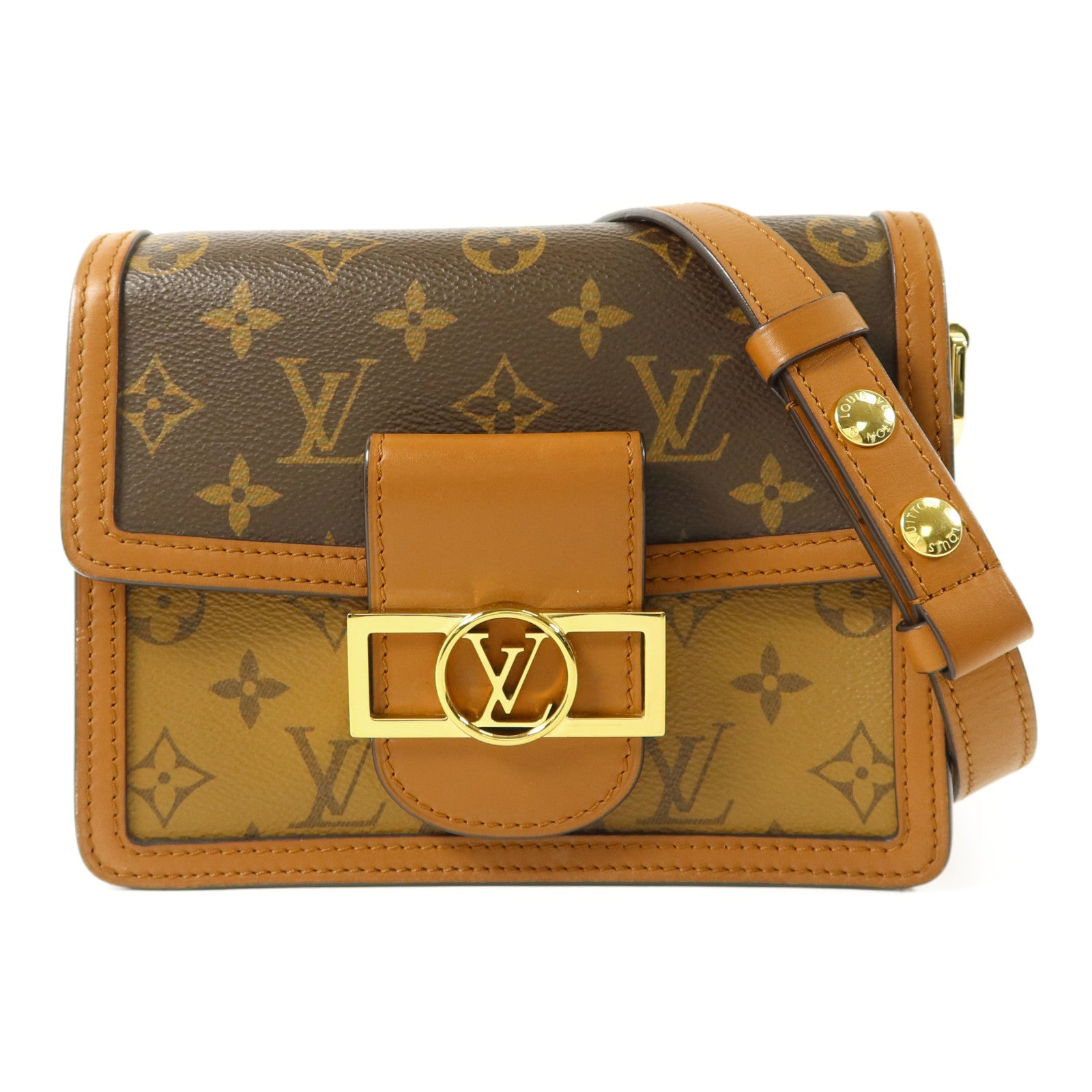 LOUIS VUITTON Monogram Reverse Mini Dauphine金扣肩背袋