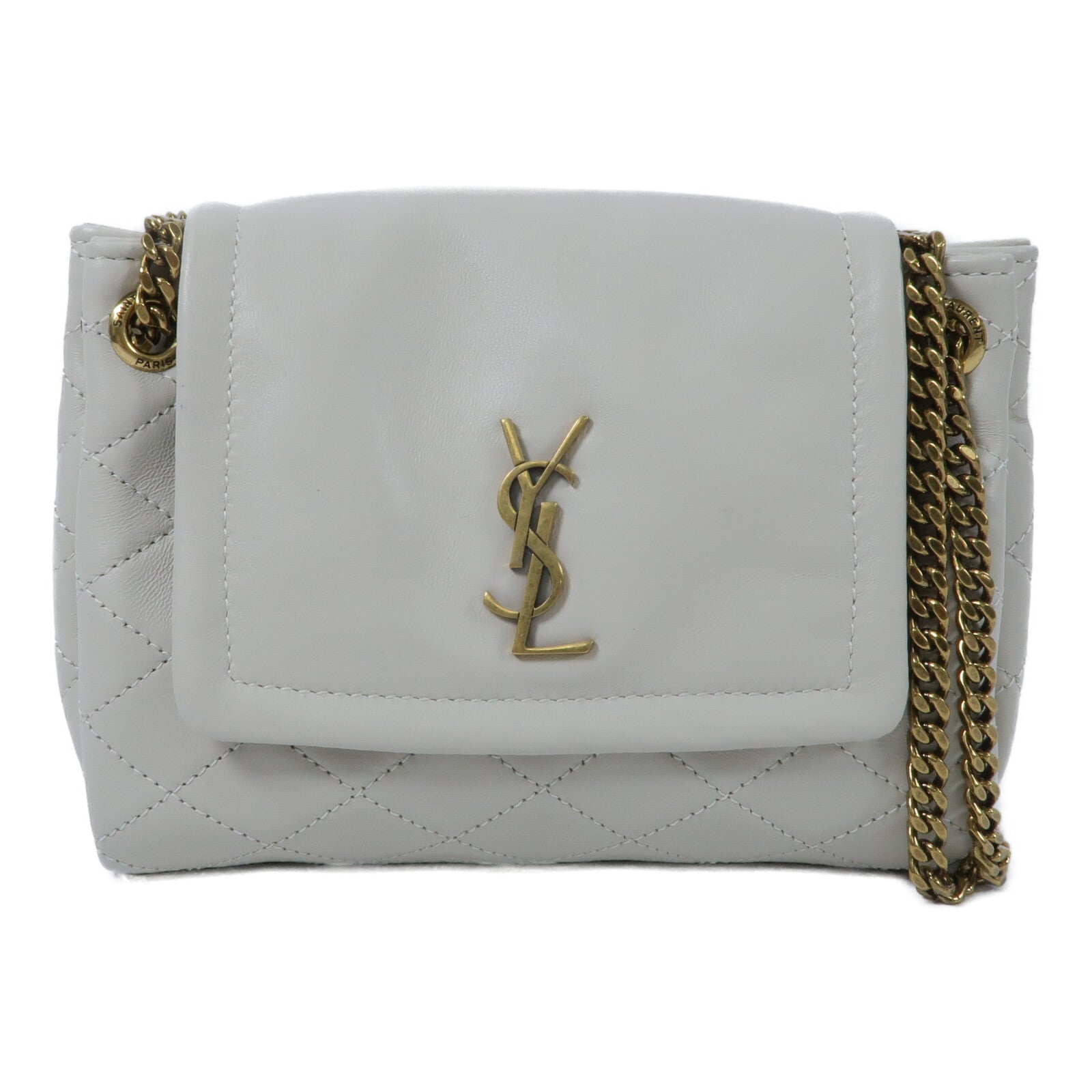 SAINT LAURENT 羊皮皮革Mini Nolita鏈帶肩背袋