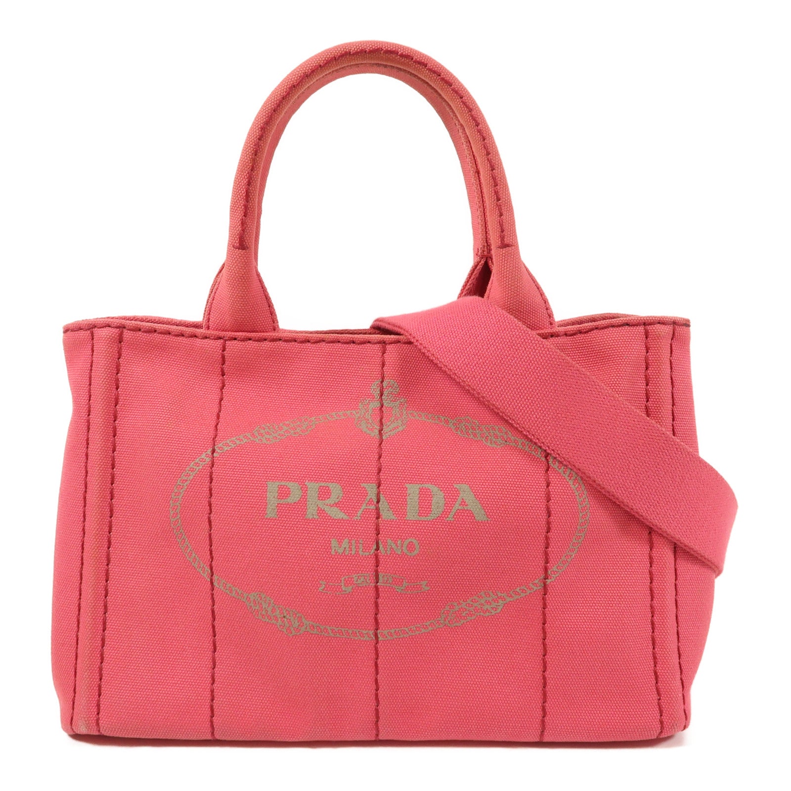 PRADA 帆布2 Way Shoulder金扣手挽肩背兩用袋