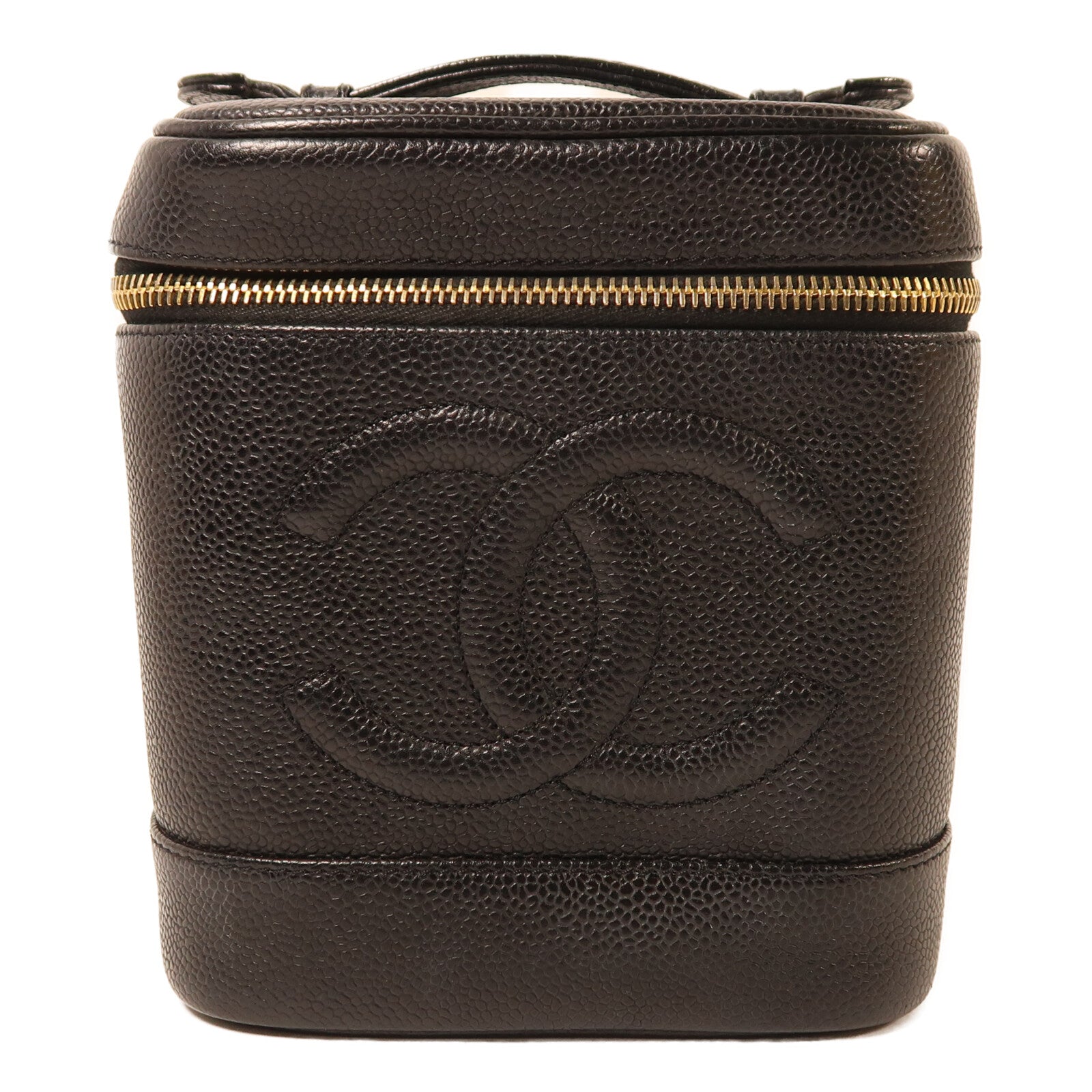 CHANEL 【激減優惠】牛皮皮革Vanity Case金扣手挽袋