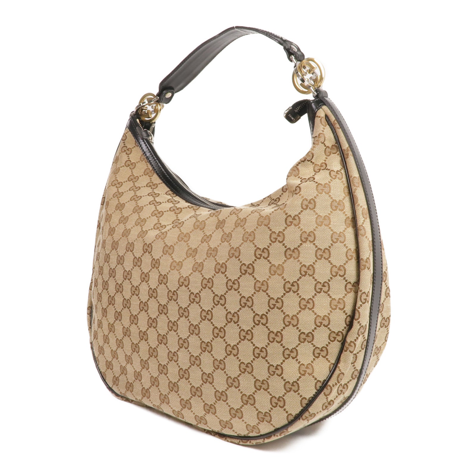 GUCCI 帆布GG Hobo Bag金扣肩背袋