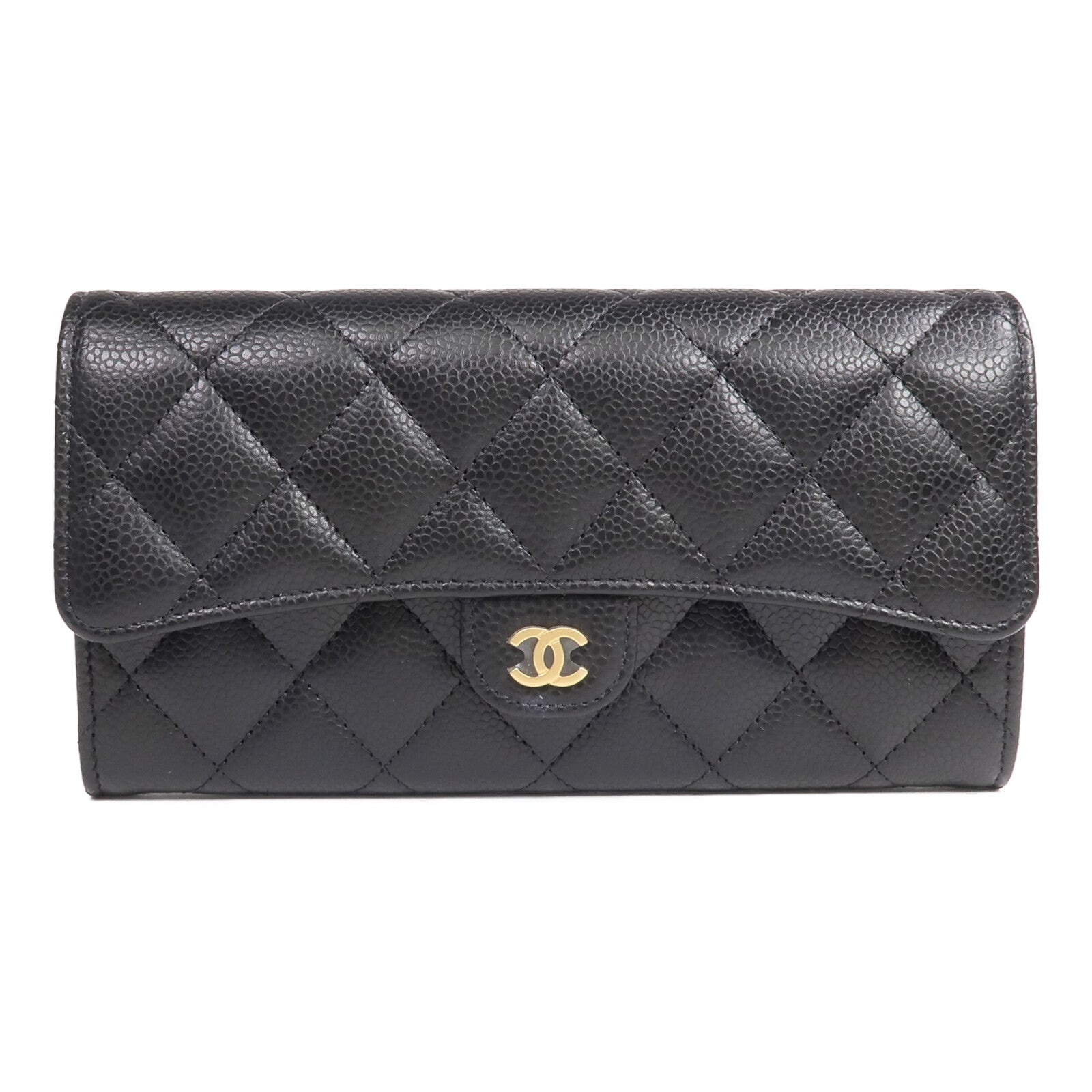 CHANEL 【激減優惠】牛皮皮革Long Wallet金扣長錢包