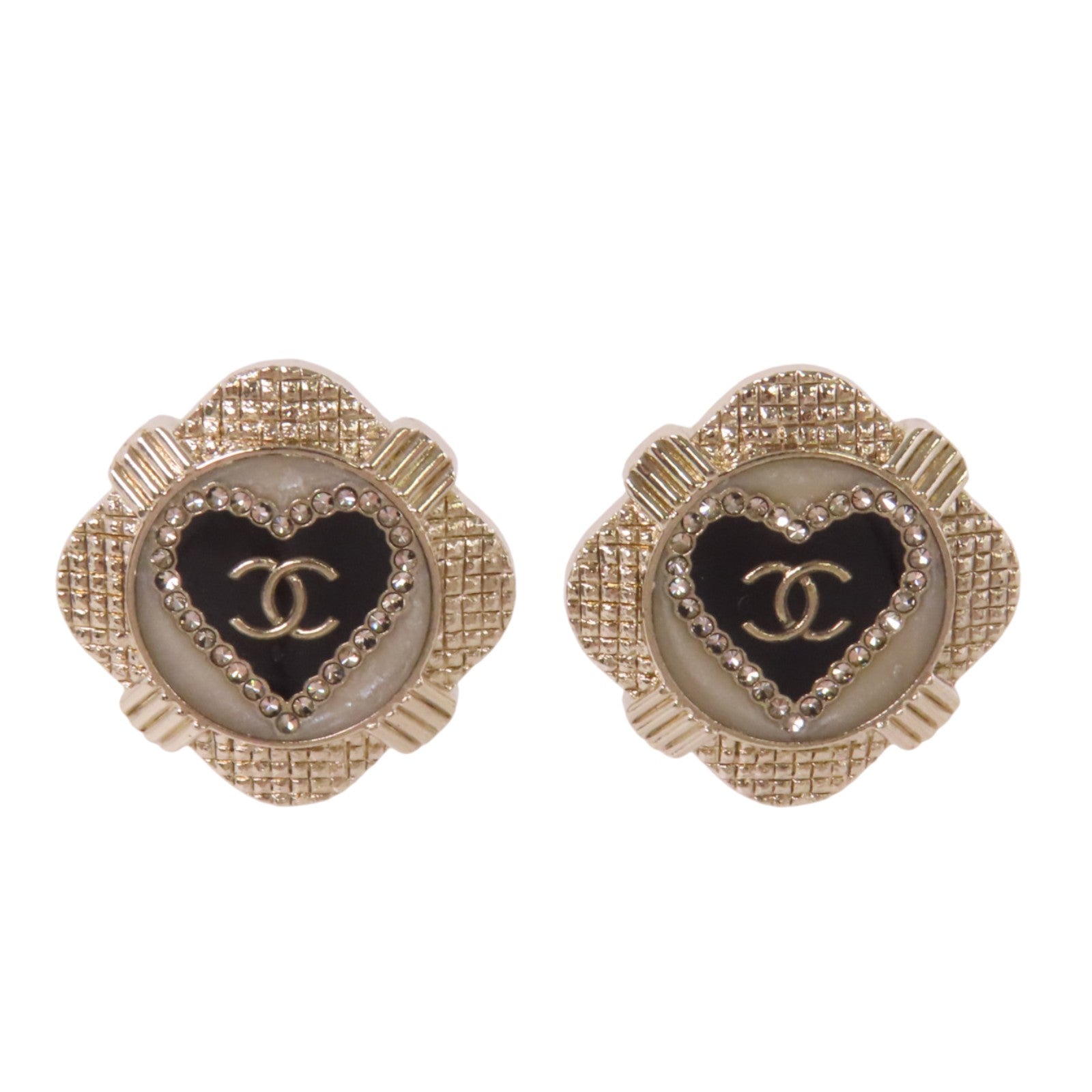 CHANEL 金屬/水鑽/PVC Earrings金扣耳環