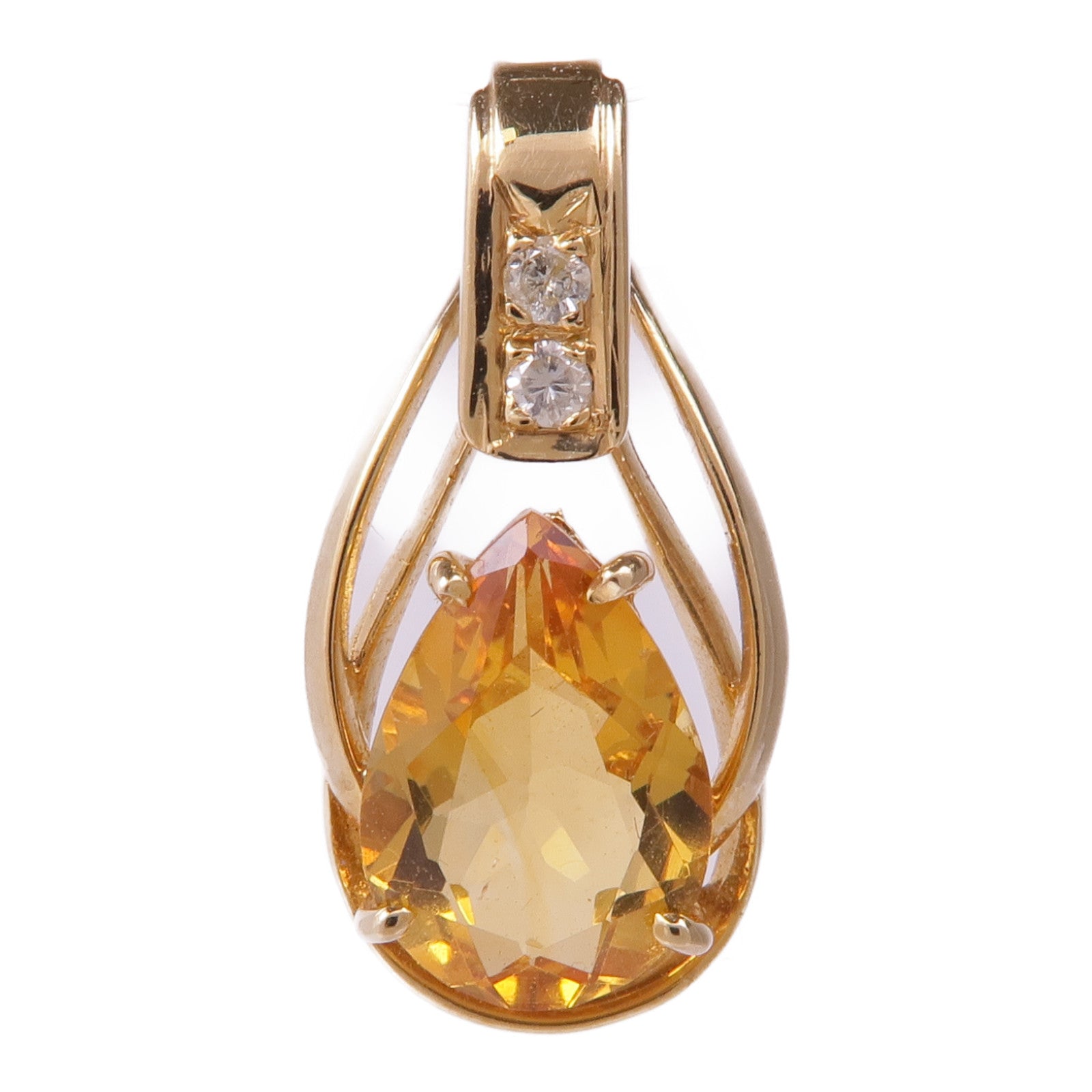 JEWELRY 14K黃金Quartz Diamond Pendant Top晶/鑽石吊墜
