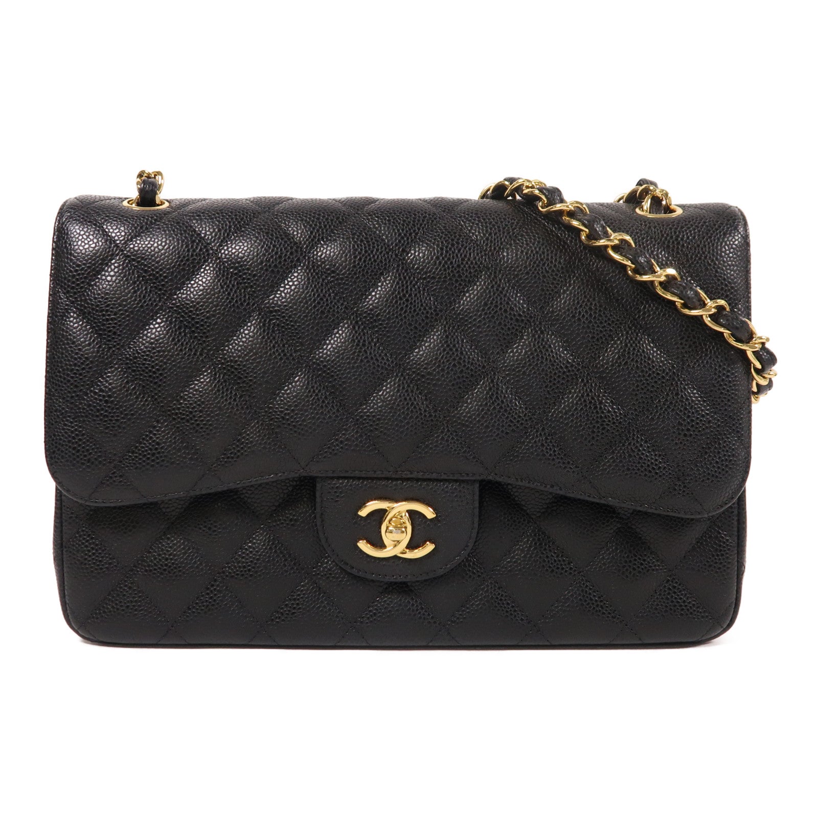 CHANEL 牛皮皮革Large Classic金扣鏈帶肩背袋