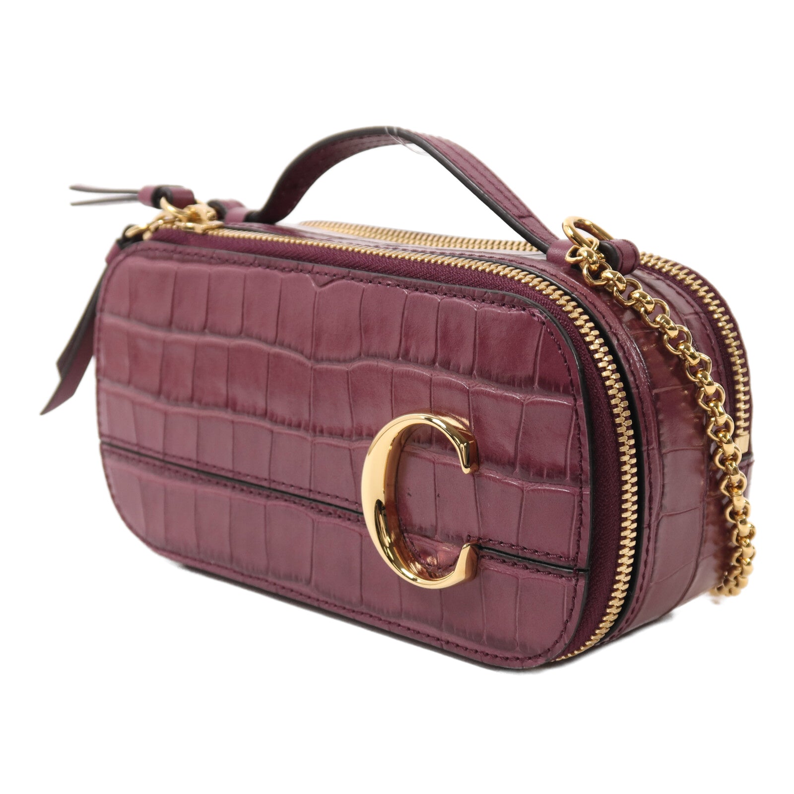 Chloe 牛皮皮革Mini C Bag金扣鏈帶手挽肩背兩用袋