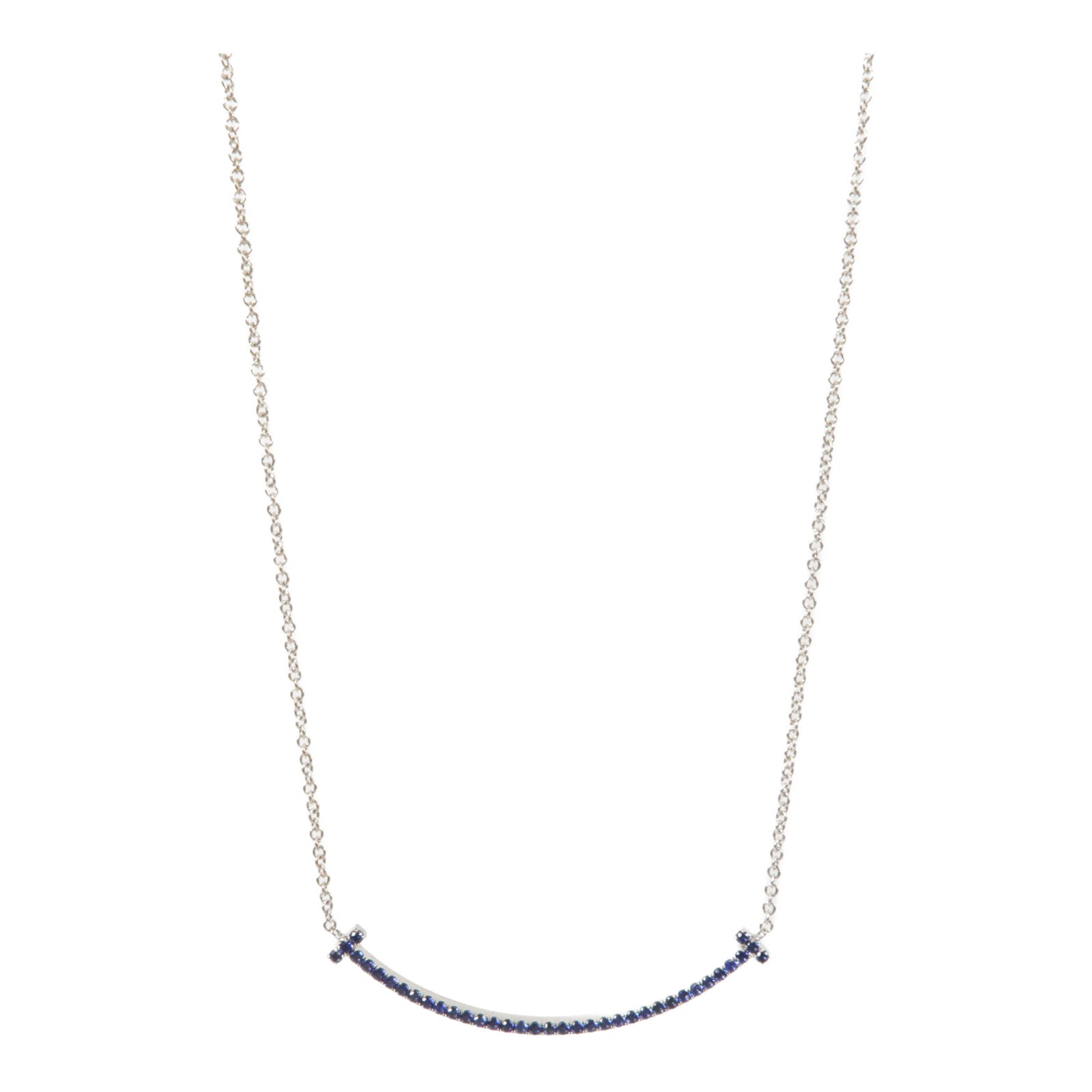 TIFFANY&CO 18K白金/Sapphire T Smile藍寶石項鍊
