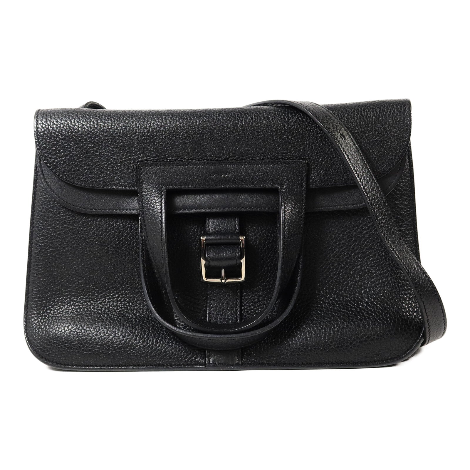 HERMES Clemence皮革Halzan 31手挽肩背兩用袋Noir