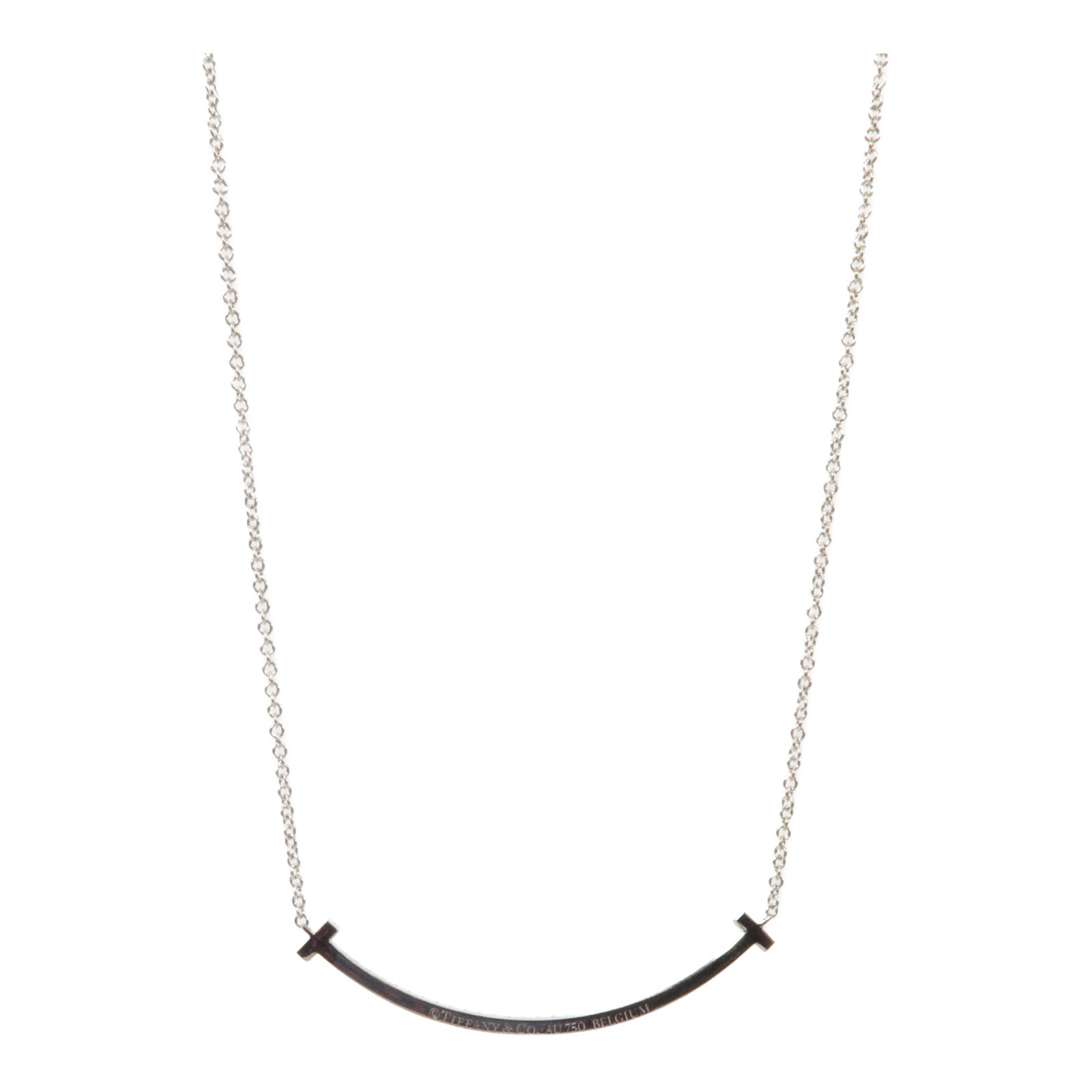 TIFFANY&CO 18K白金/Sapphire T Smile藍寶石項鍊