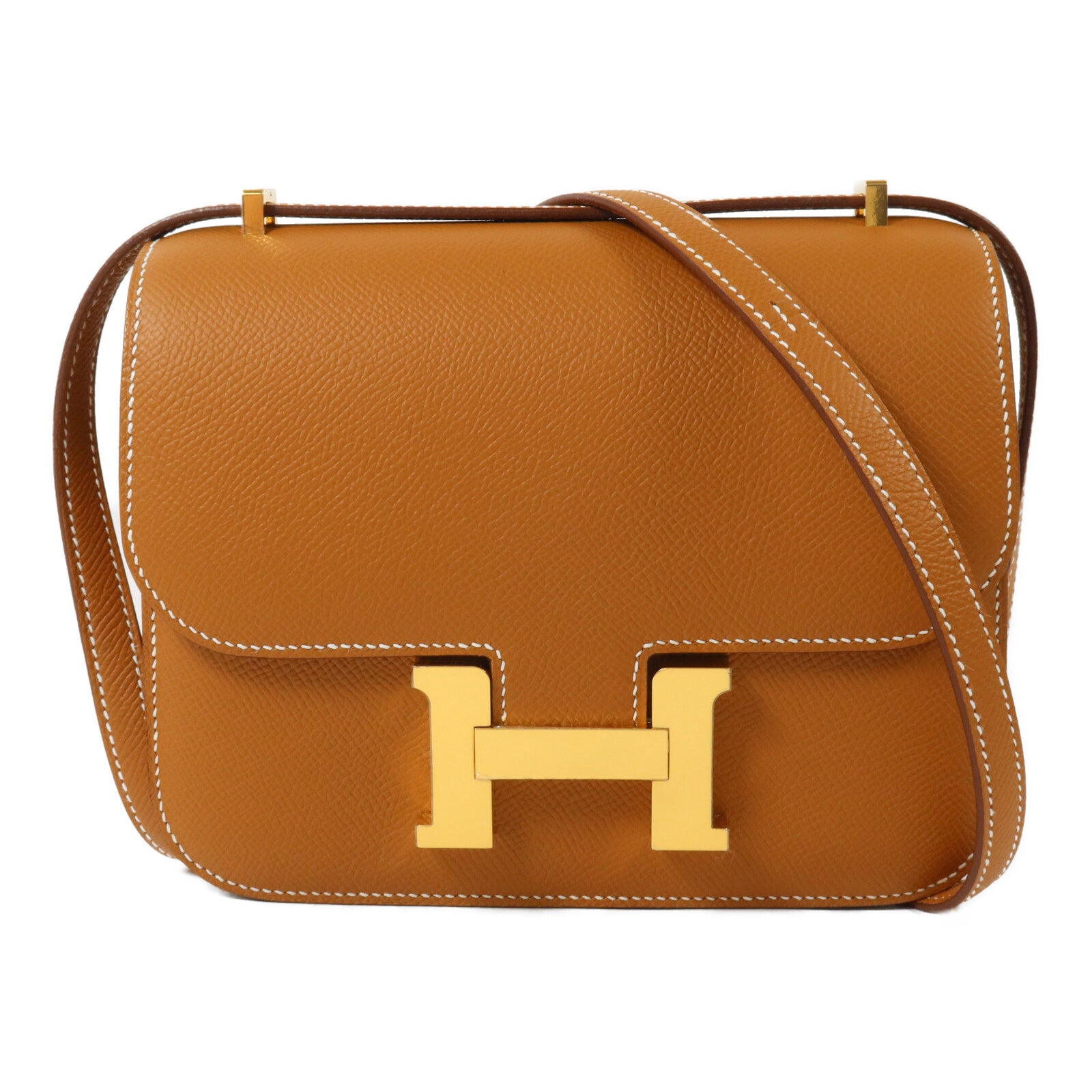 HERMES Epsom皮革Constance Mini肩背袋Gold