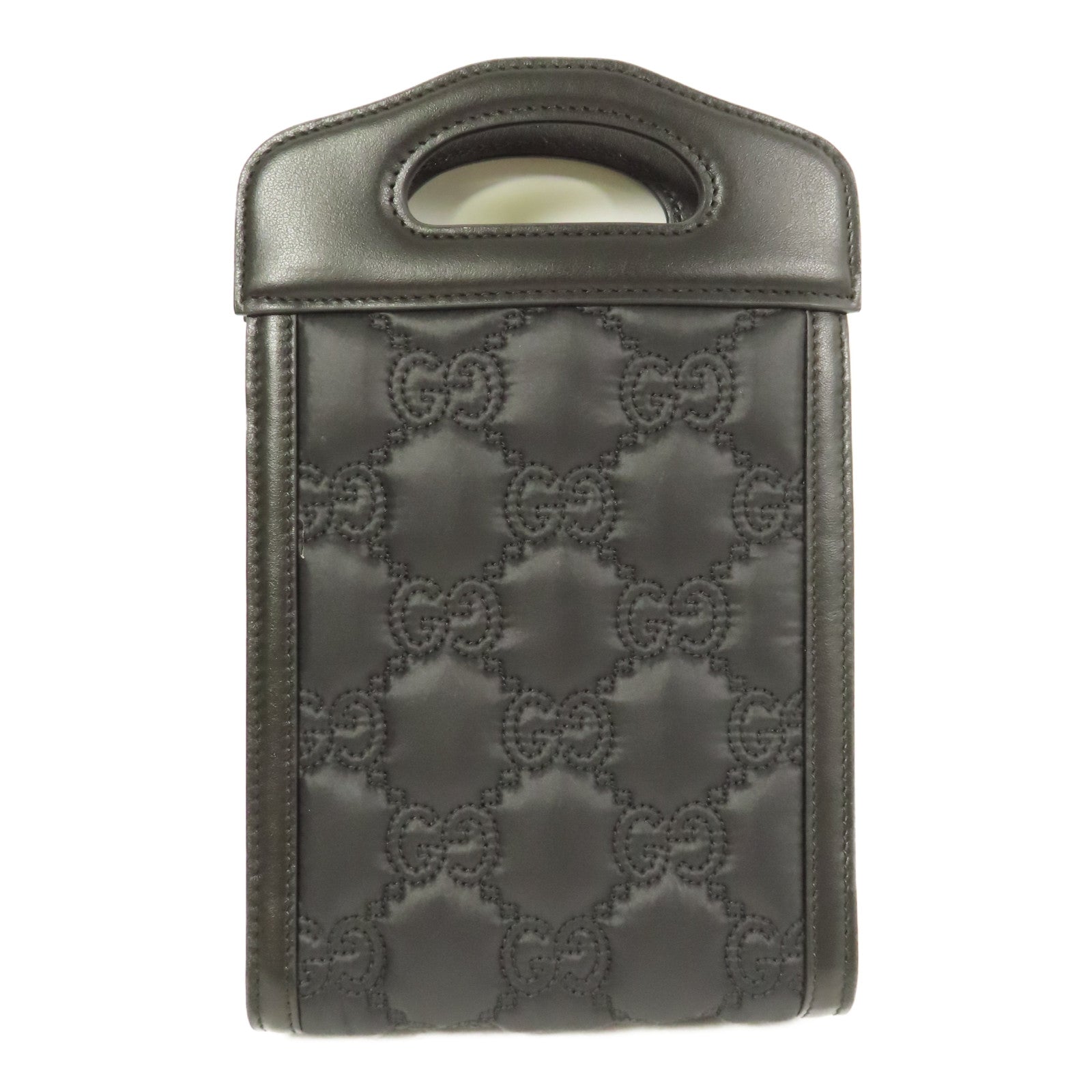 GUCCI SHW GG Matelasse Top Handle Bag 2 Way Shoulder 723776 Leather Black