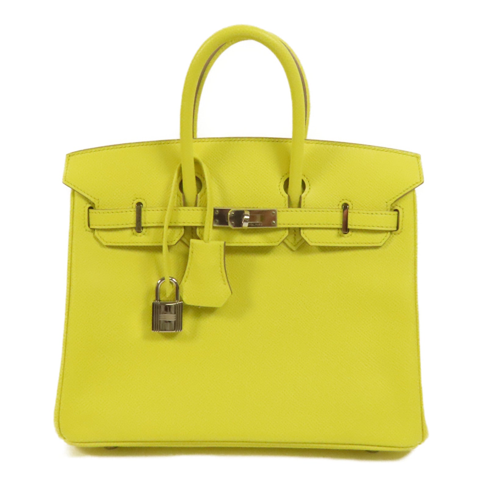 HERMES Epsom皮革Birkin 25銀扣手挽袋Lime