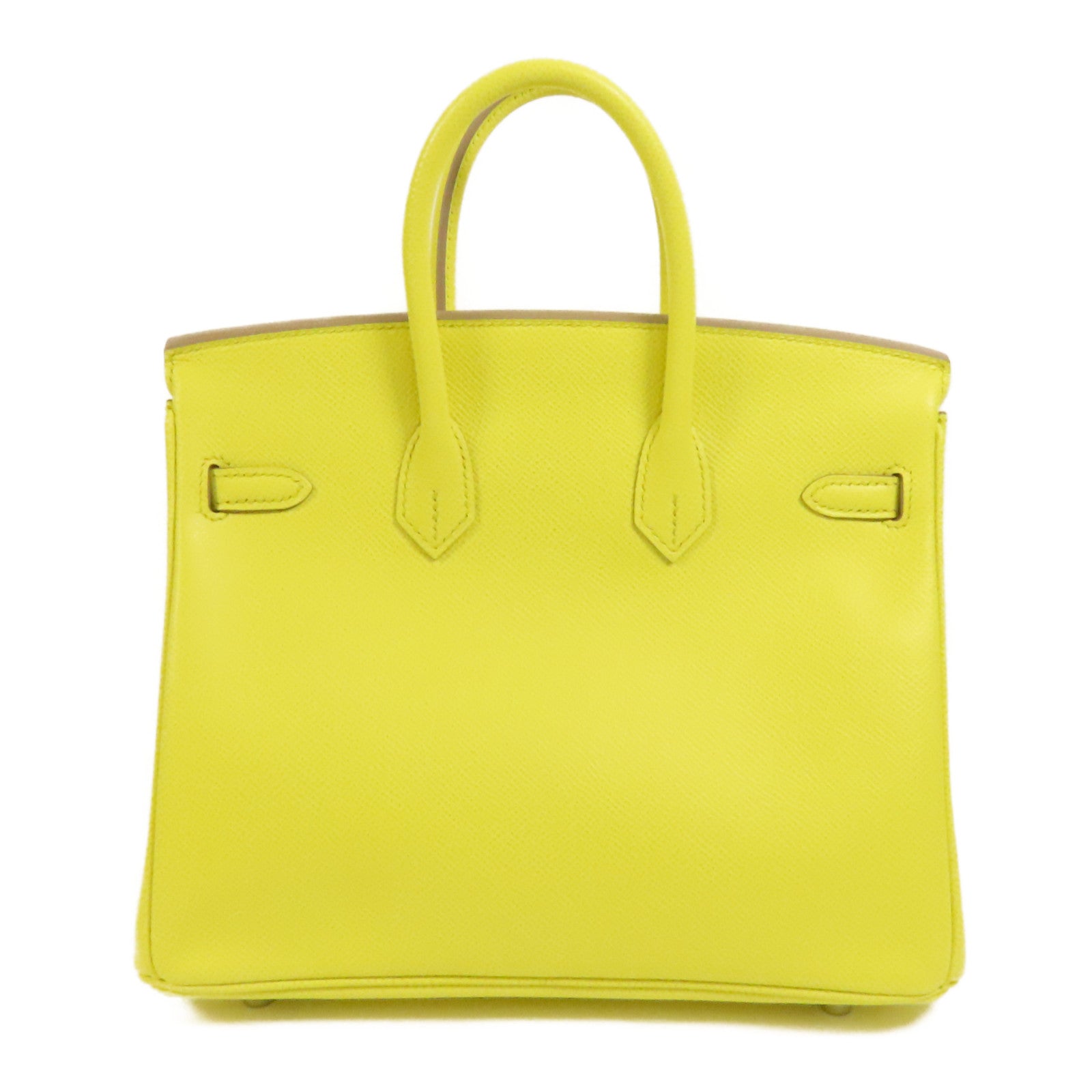HERMES Epsom皮革Birkin 25銀扣手挽袋Lime