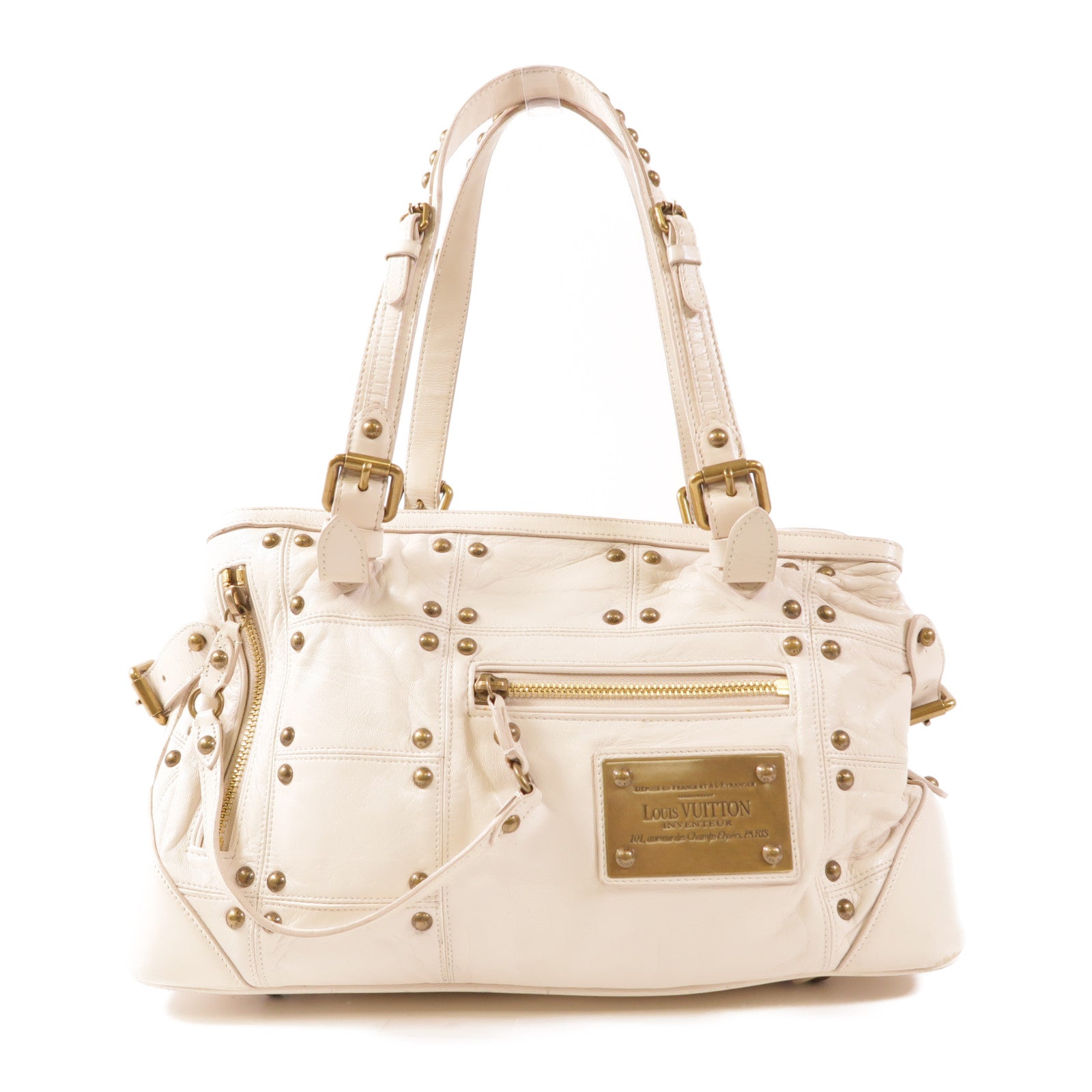 LOUIS VUITTON 牛皮皮革Riveting金扣肩背袋