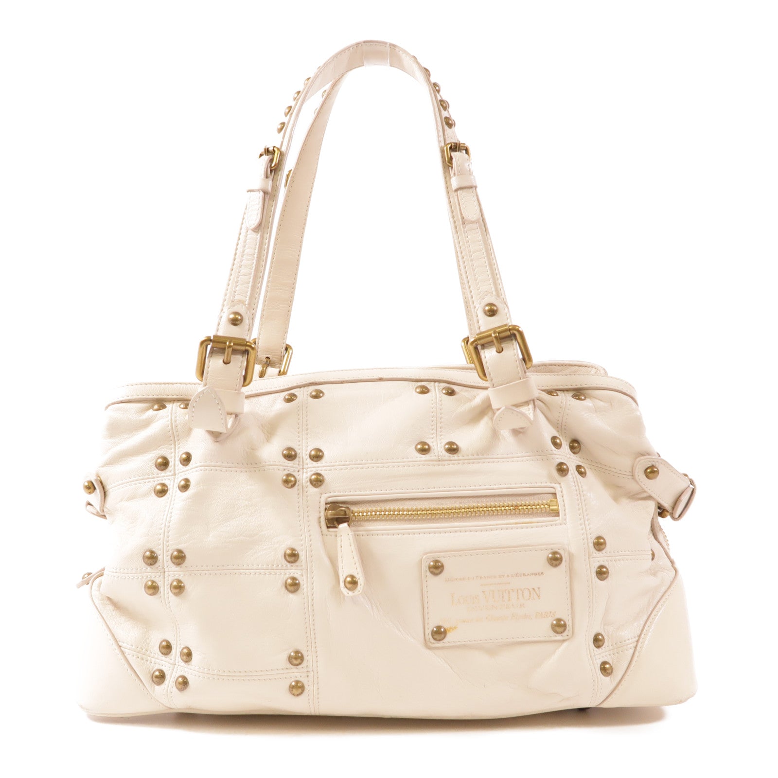 LOUIS VUITTON 牛皮皮革Riveting金扣肩背袋