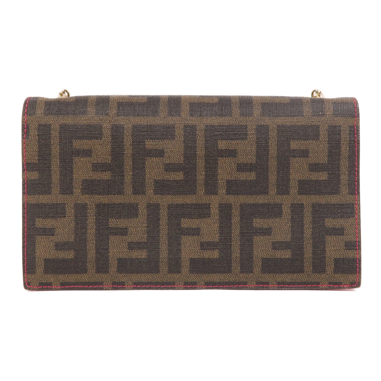 FENDI 塗層帆布Wallet On Chain金扣鏈帶肩背袋