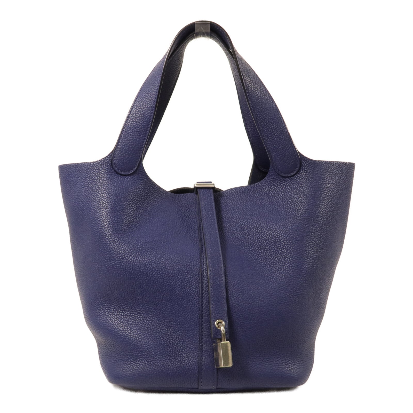 HERMES Maurice皮革Picotin MM手挽袋Blue Saphir
