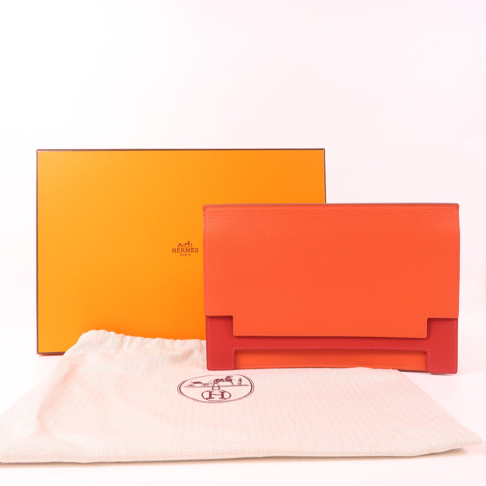 HERMES Evercolor皮革Pochette Multiplis手拿包Capucine