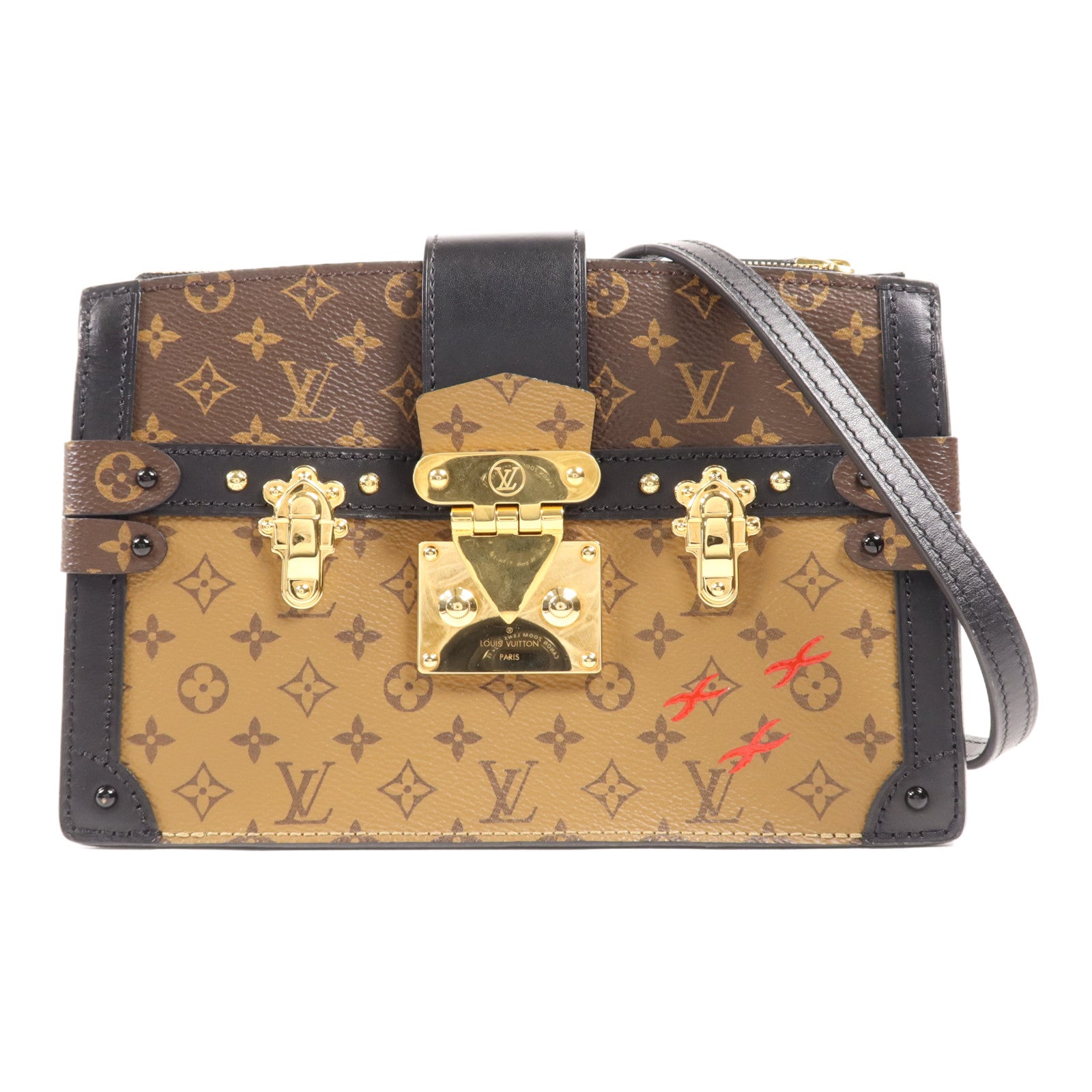 LOUIS VUITTON Monogram Reverse Trunk Clutch金扣肩背袋