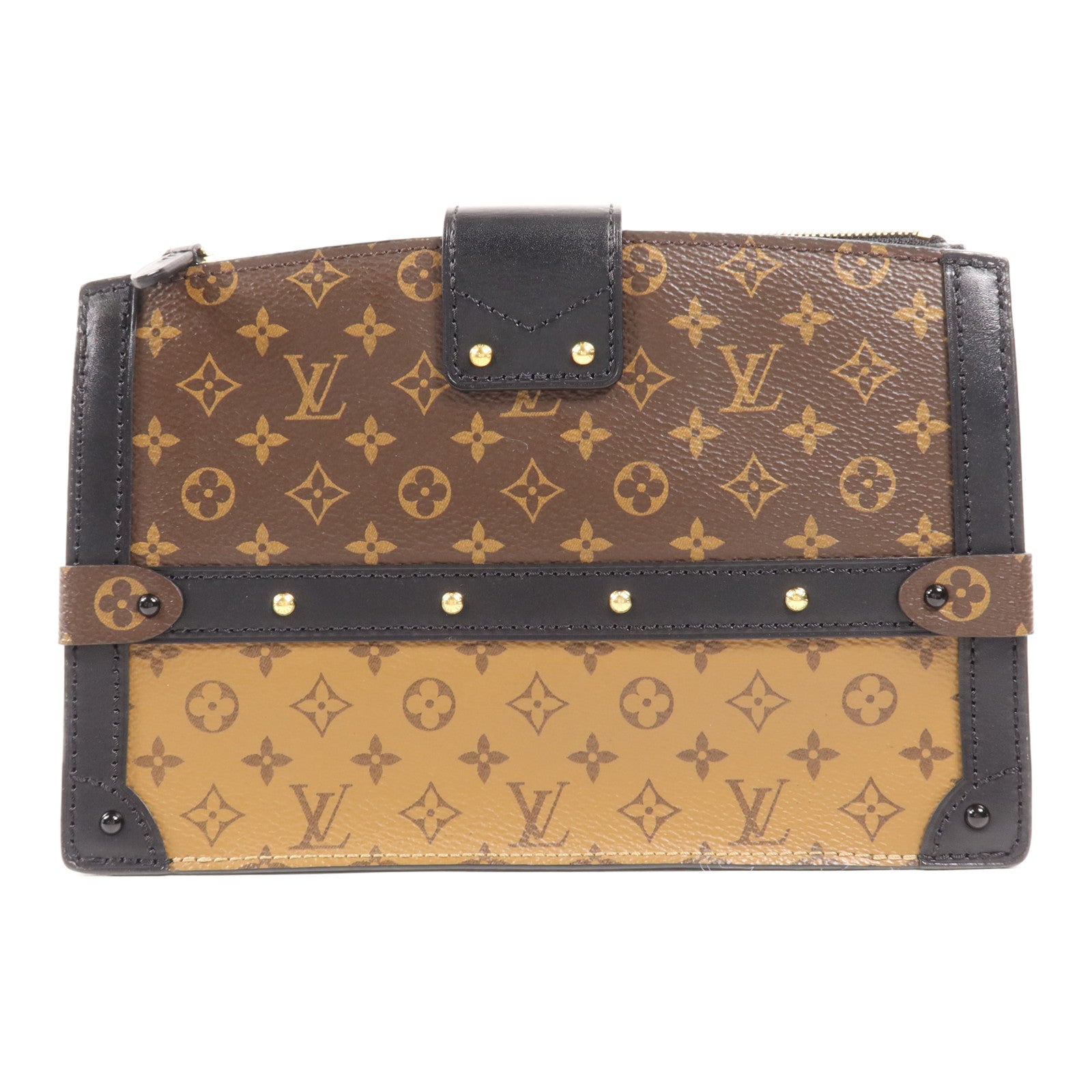 LOUIS VUITTON Monogram Reverse Trunk Clutch金扣肩背袋