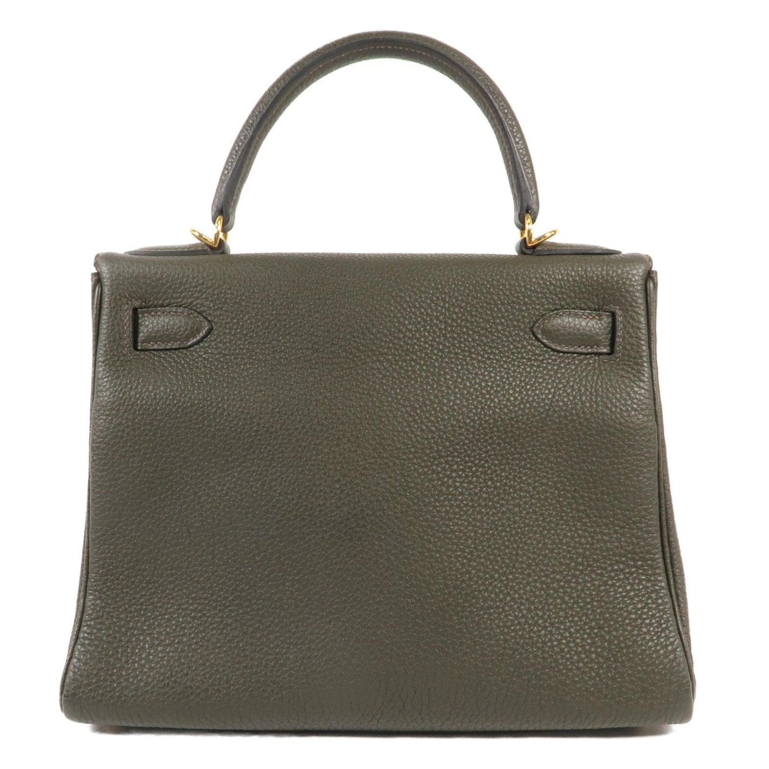 HERMES Togo皮革Kelly 28金扣手挽肩背兩用袋C6 Vert de Gris