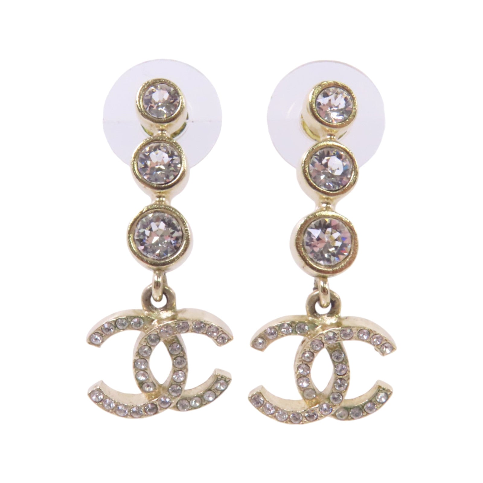 CHANEL 金屬/水鑽Earrings金扣耳環
