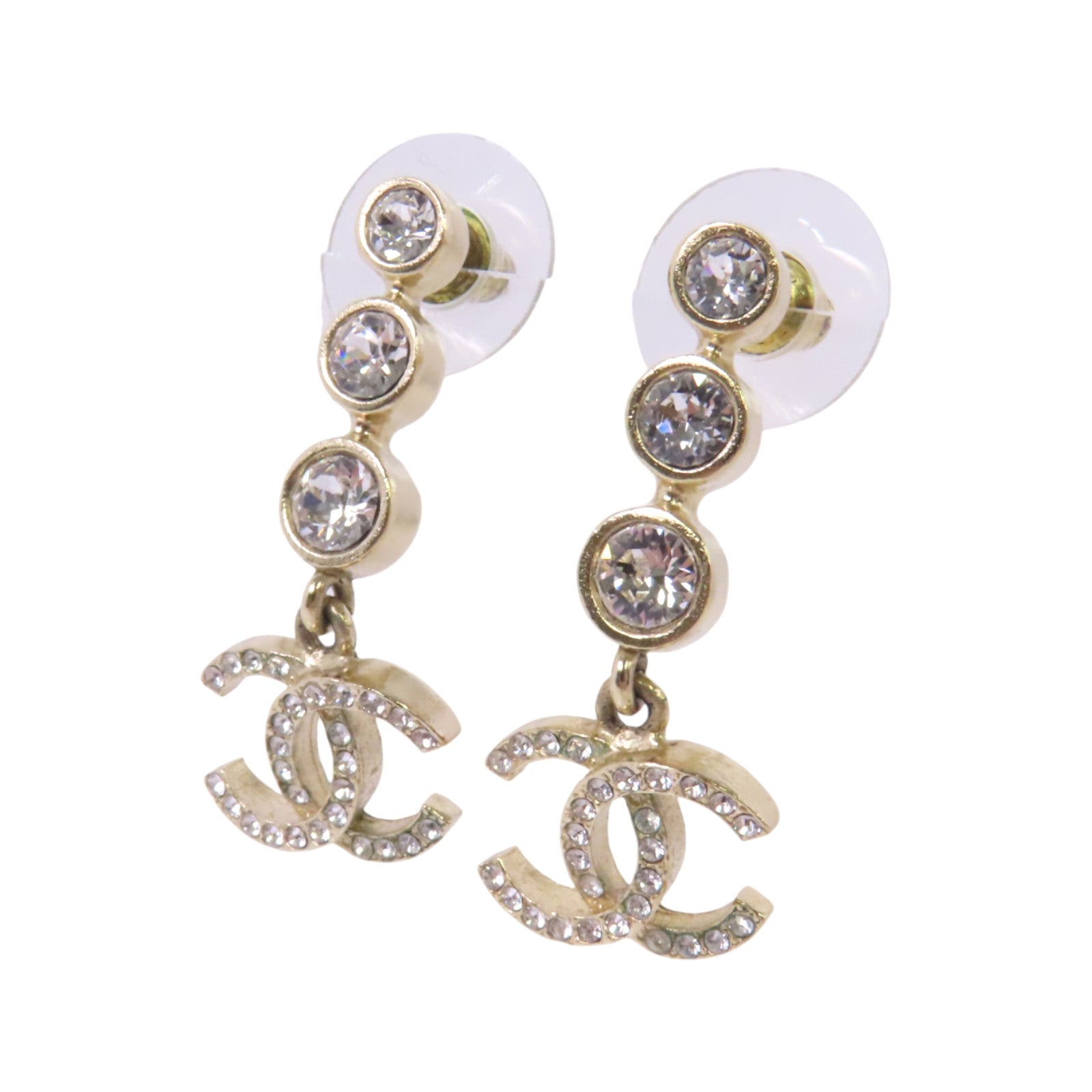 CHANEL 金屬/水鑽Earrings金扣耳環